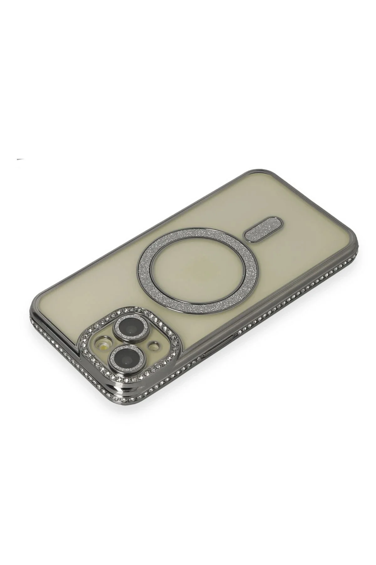 Newface İphone 14 Kılıf Joke Simli Magneticsafe Kılıf - Gri