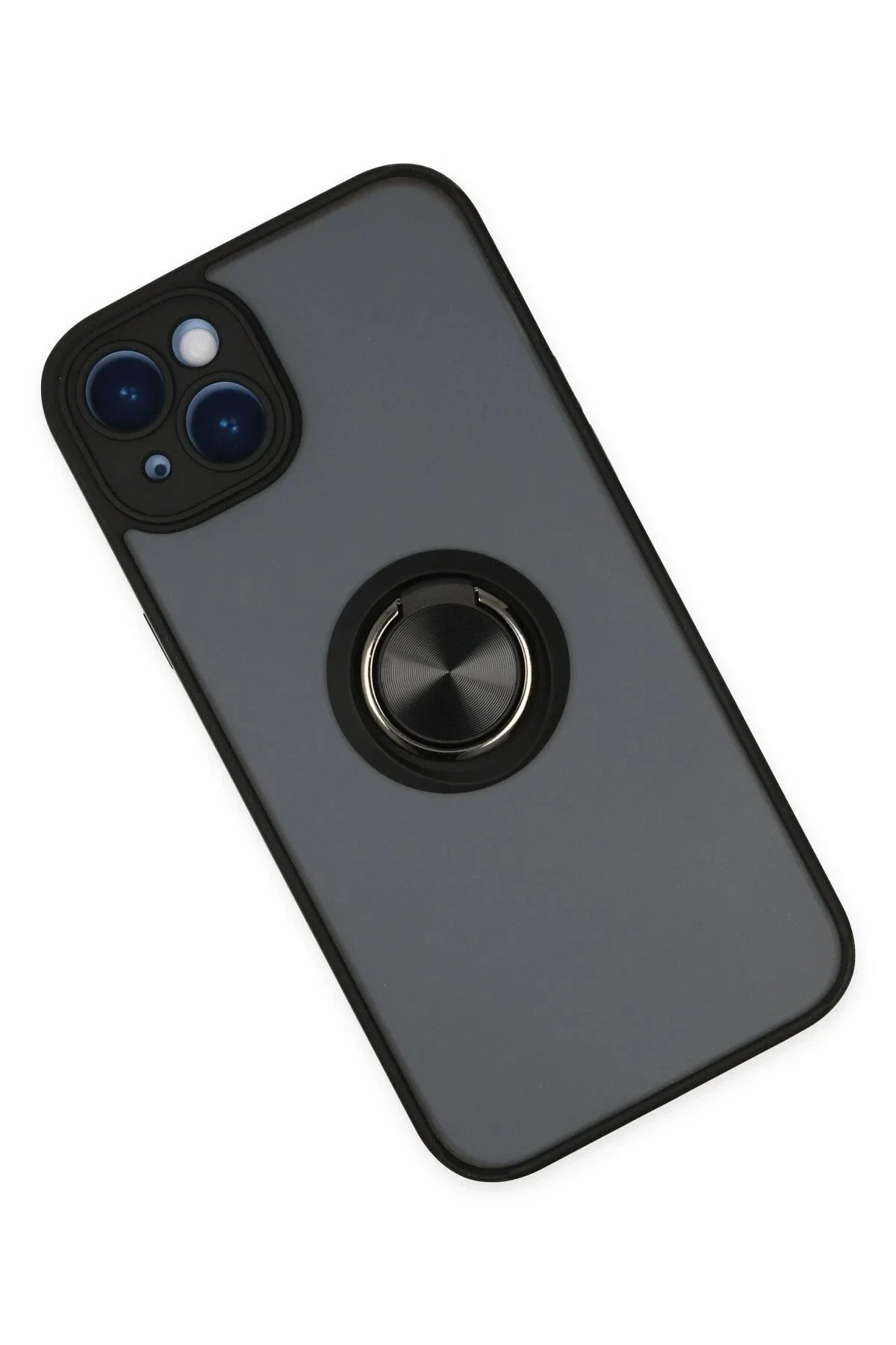 Newface İphone 14 Kılıf Montreal Yüzüklü Silikon Kapak - Siyah