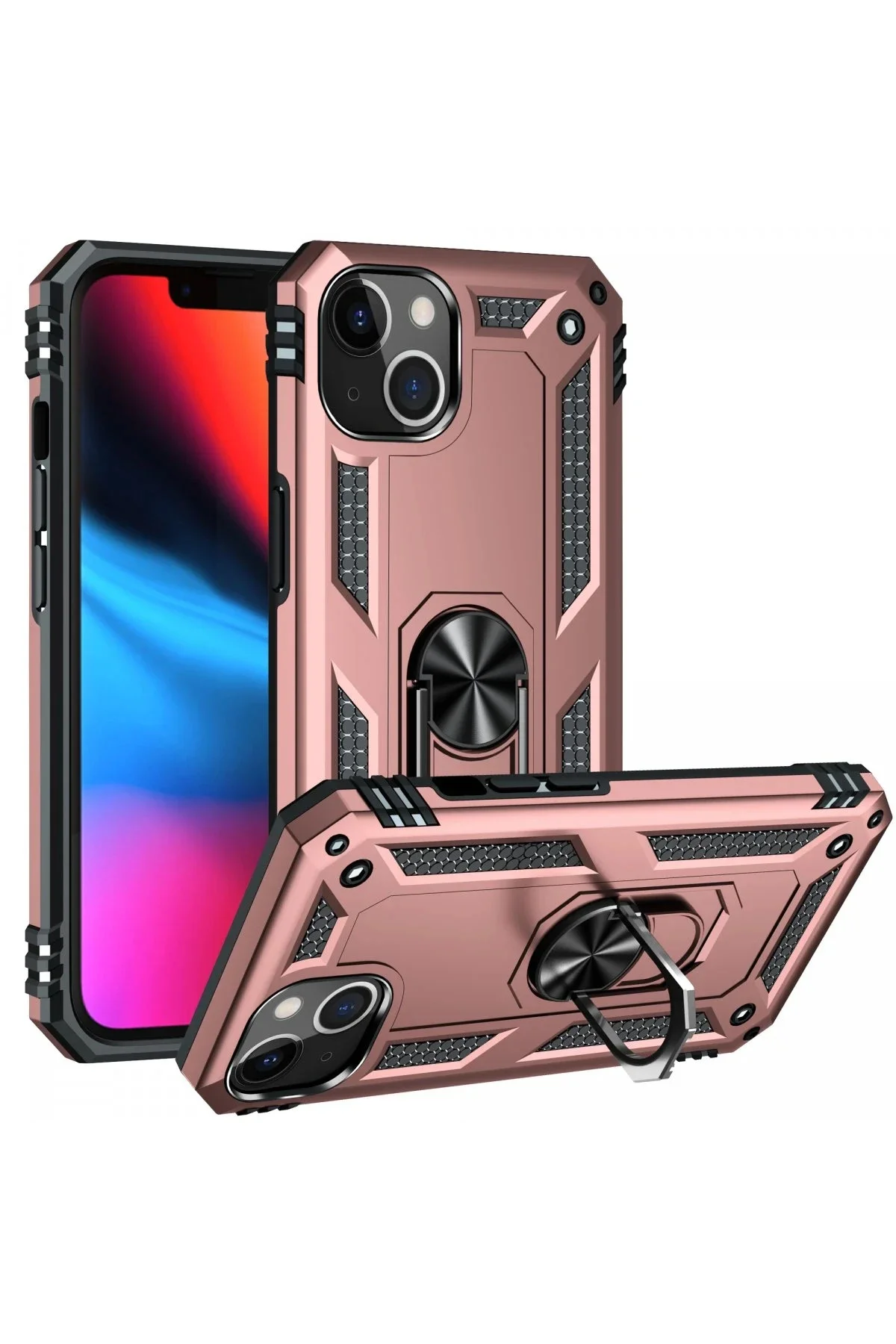 Newface İphone 14 Plus Kılıf Sofya Yüzüklü Silikon Kapak - Rose