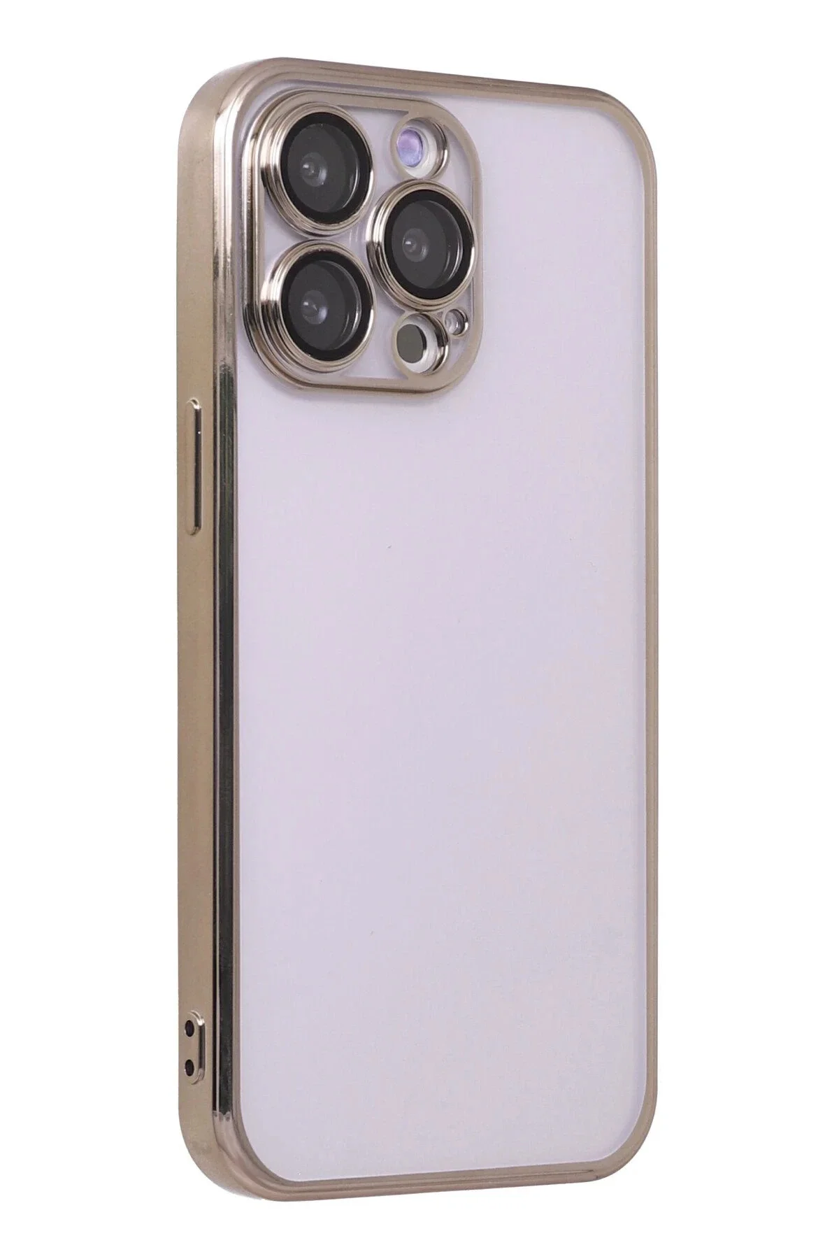 Newface İphone 14 Pro Max Kılıf Razer Lensli Silikon - Gold