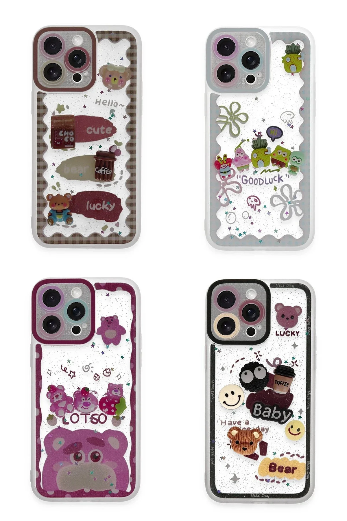 Newface İphone 14 Pro Kılıf Sweet Desenli Silikon Kapak - Açık Mavi