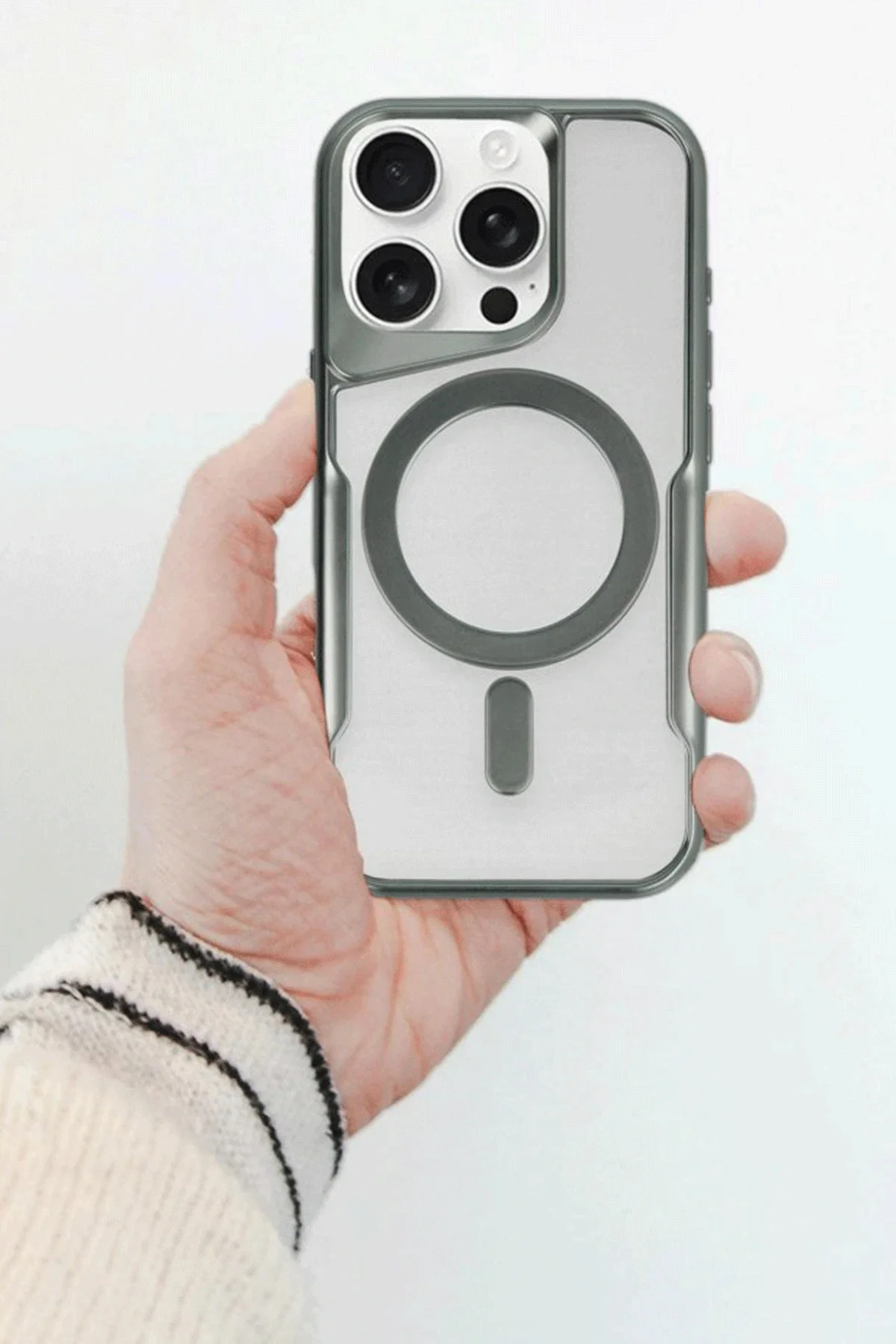 Newface İphone 14 Pro Kılıf Boyi Magsafe Silikon Kapak - Siyah