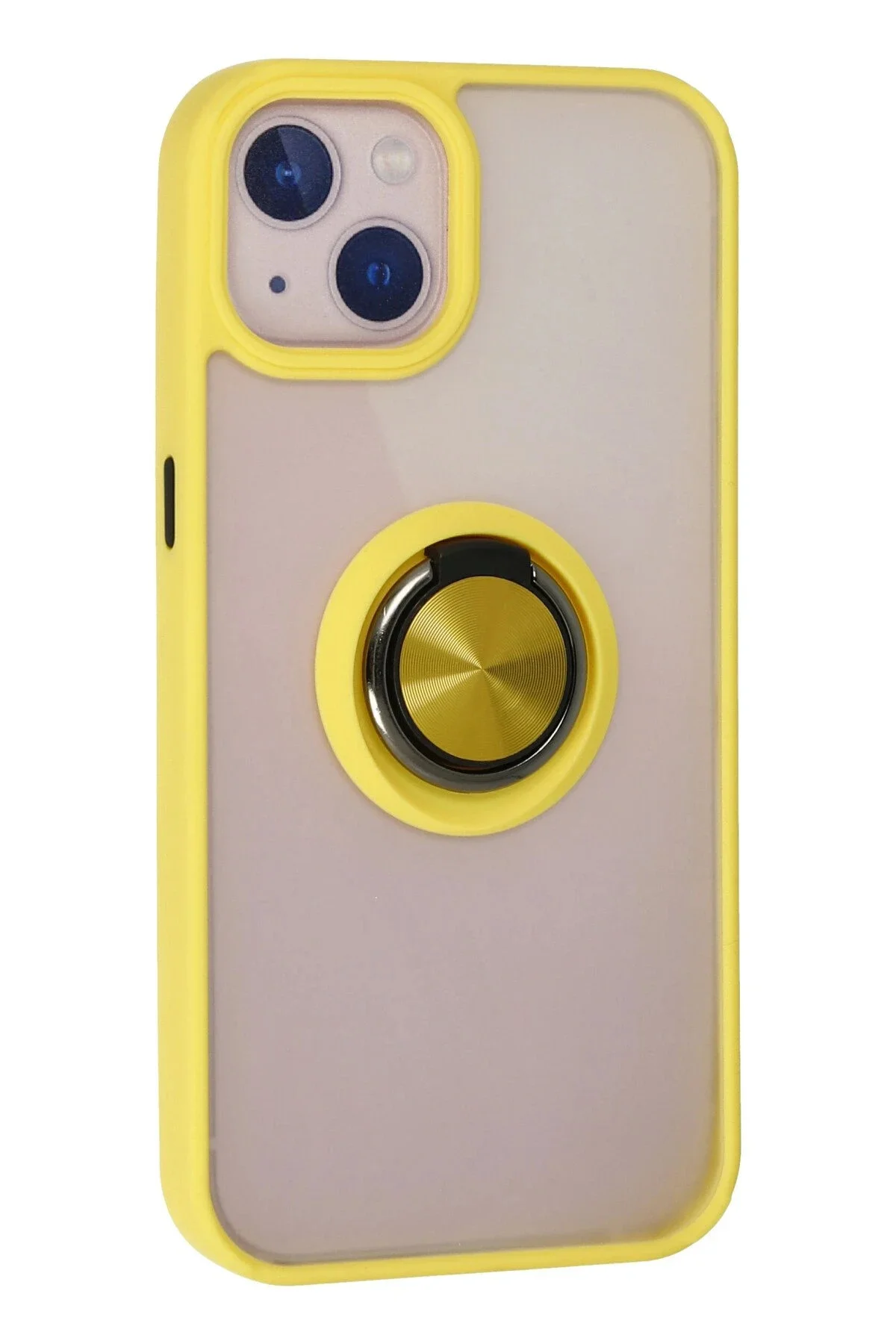 Newface İphone 15 Kılıf Montreal Yüzüklü Silikon Kapak - Sarı