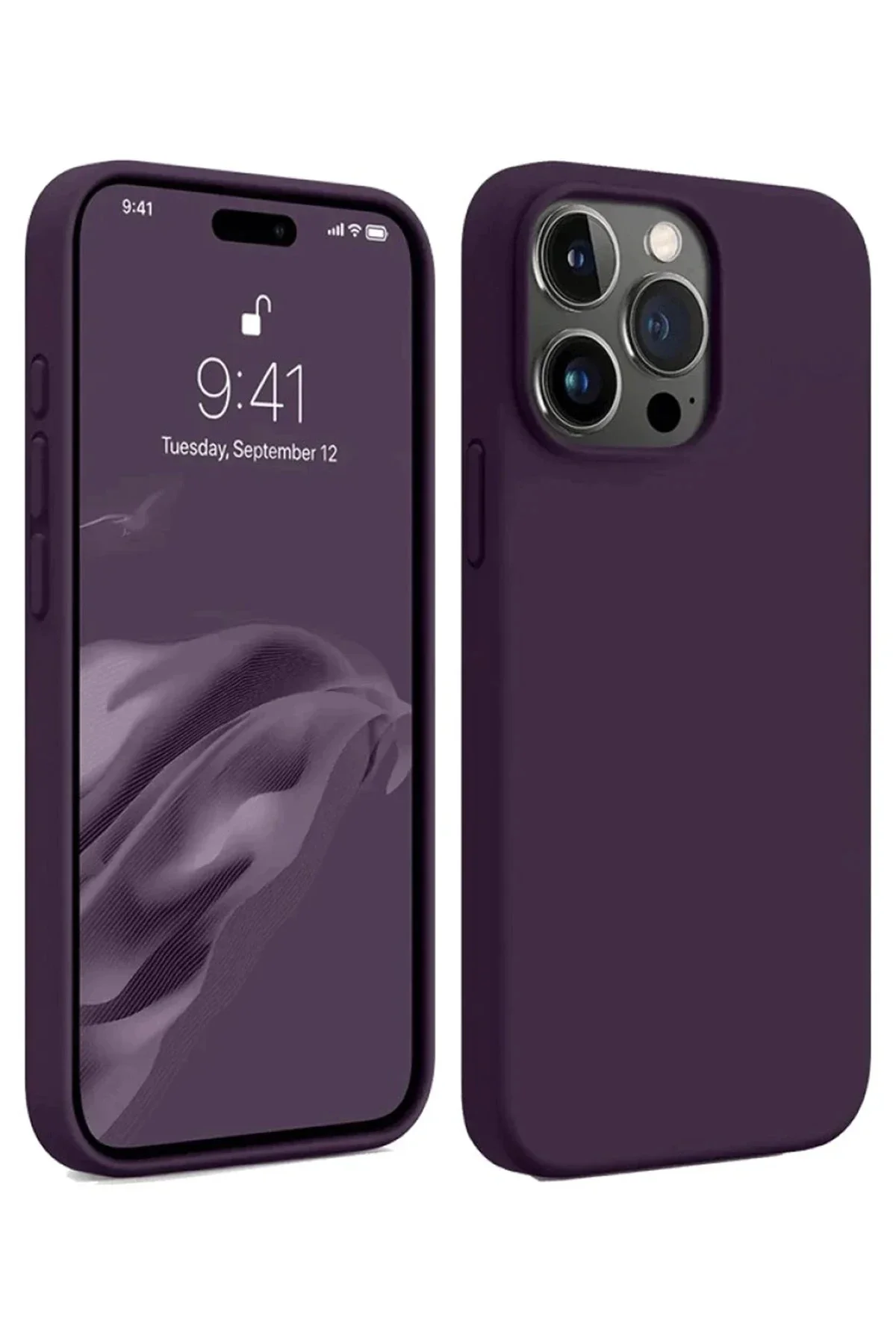 Newface İphone 15 Pro Max Kılıf First Silikon - Mürdüm