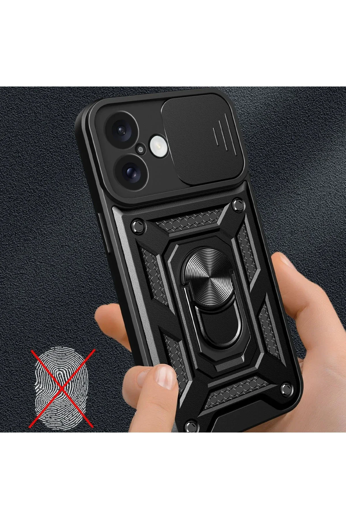 Newface İphone 16 Kılıf Pars Lens Yüzüklü Silikon - Lacivert
