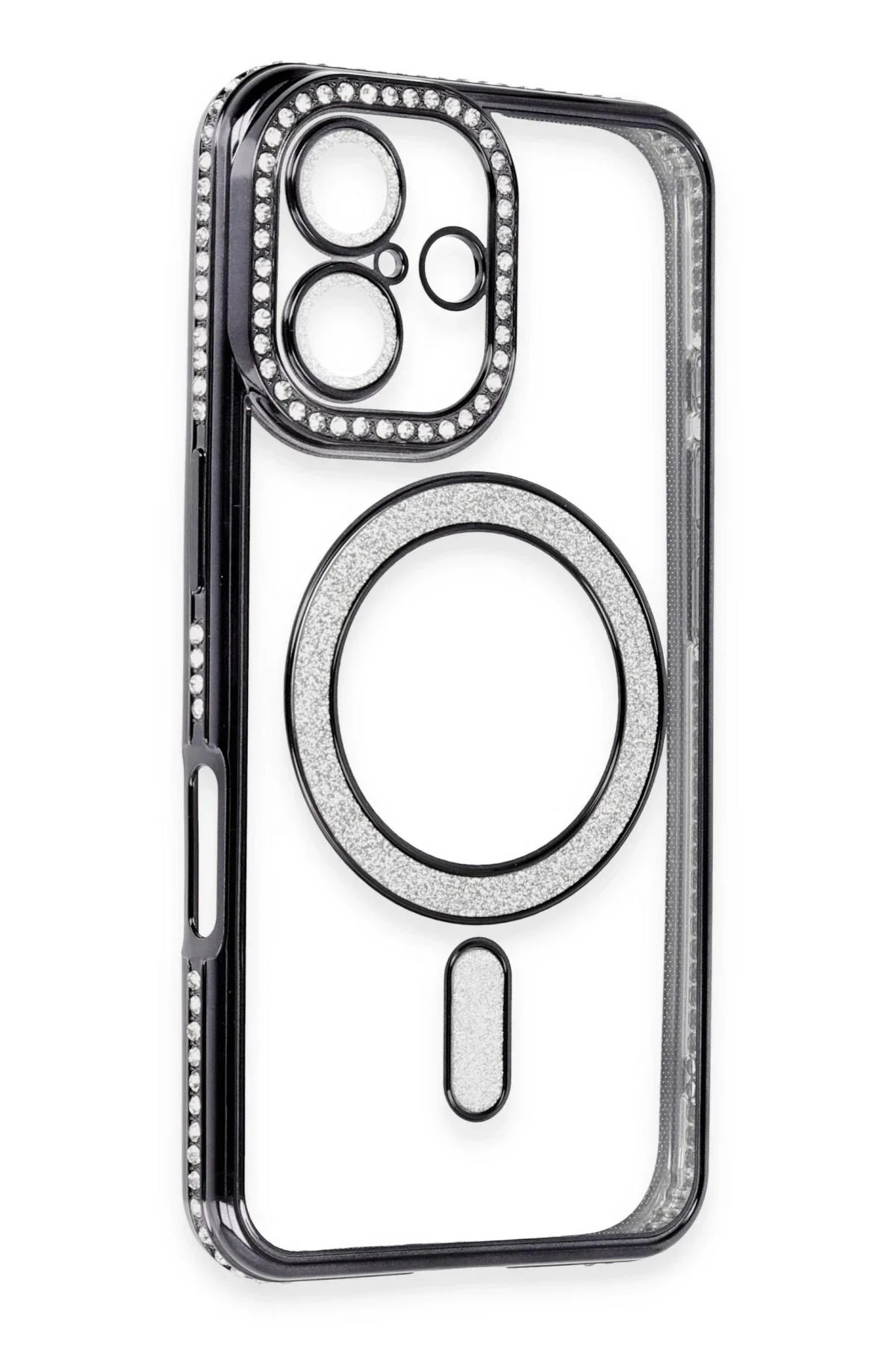 Newface İphone 16 Kılıf Joke Simli Magneticsafe Kılıf - Siyah