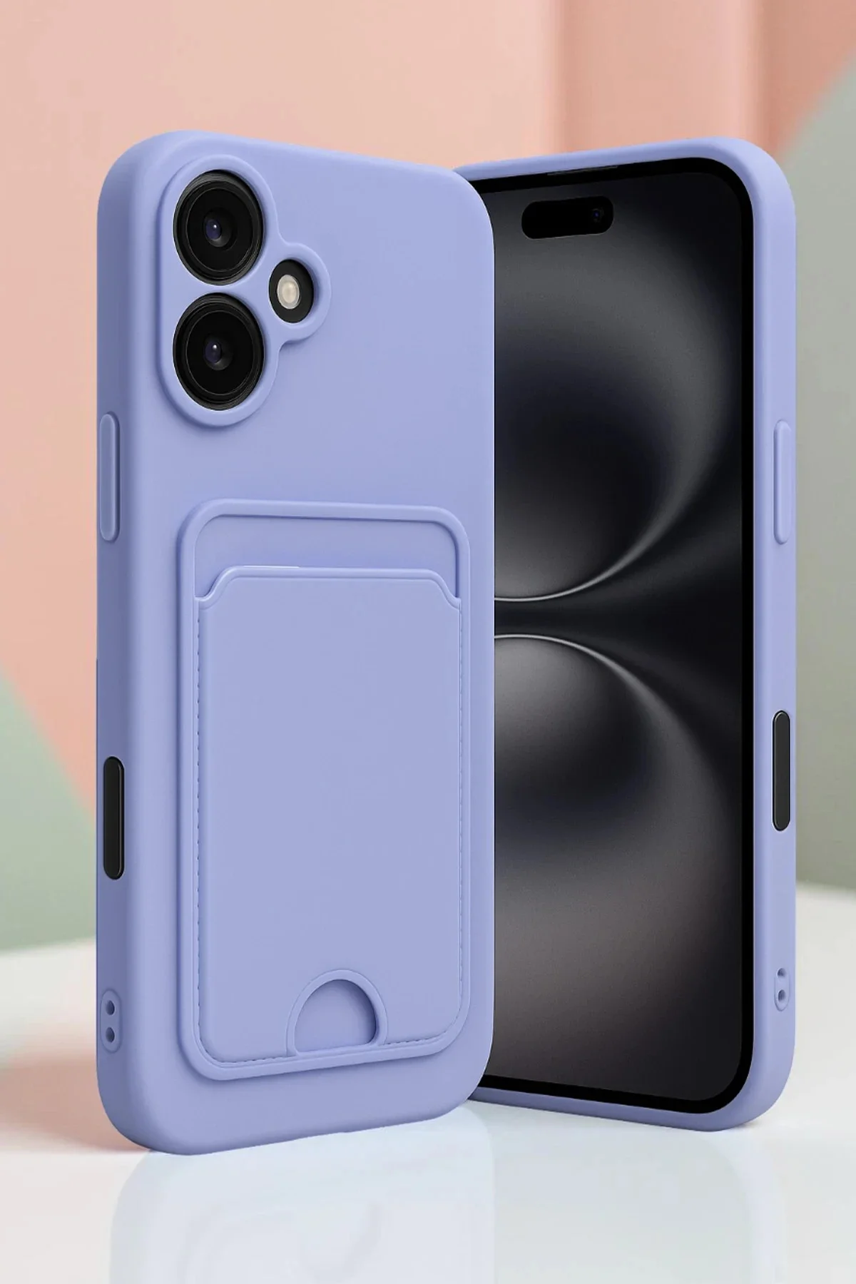 Newface İphone 16 Kılıf Kelvin Kartvizitli Silikon - Lila