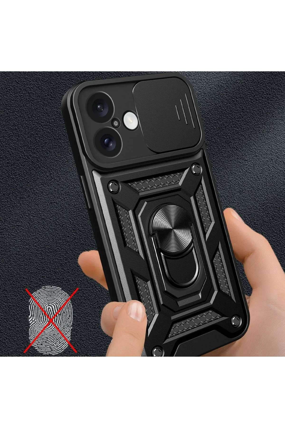 Newface İphone 16 Kılıf Pars Lens Yüzüklü Silikon - Gümüş