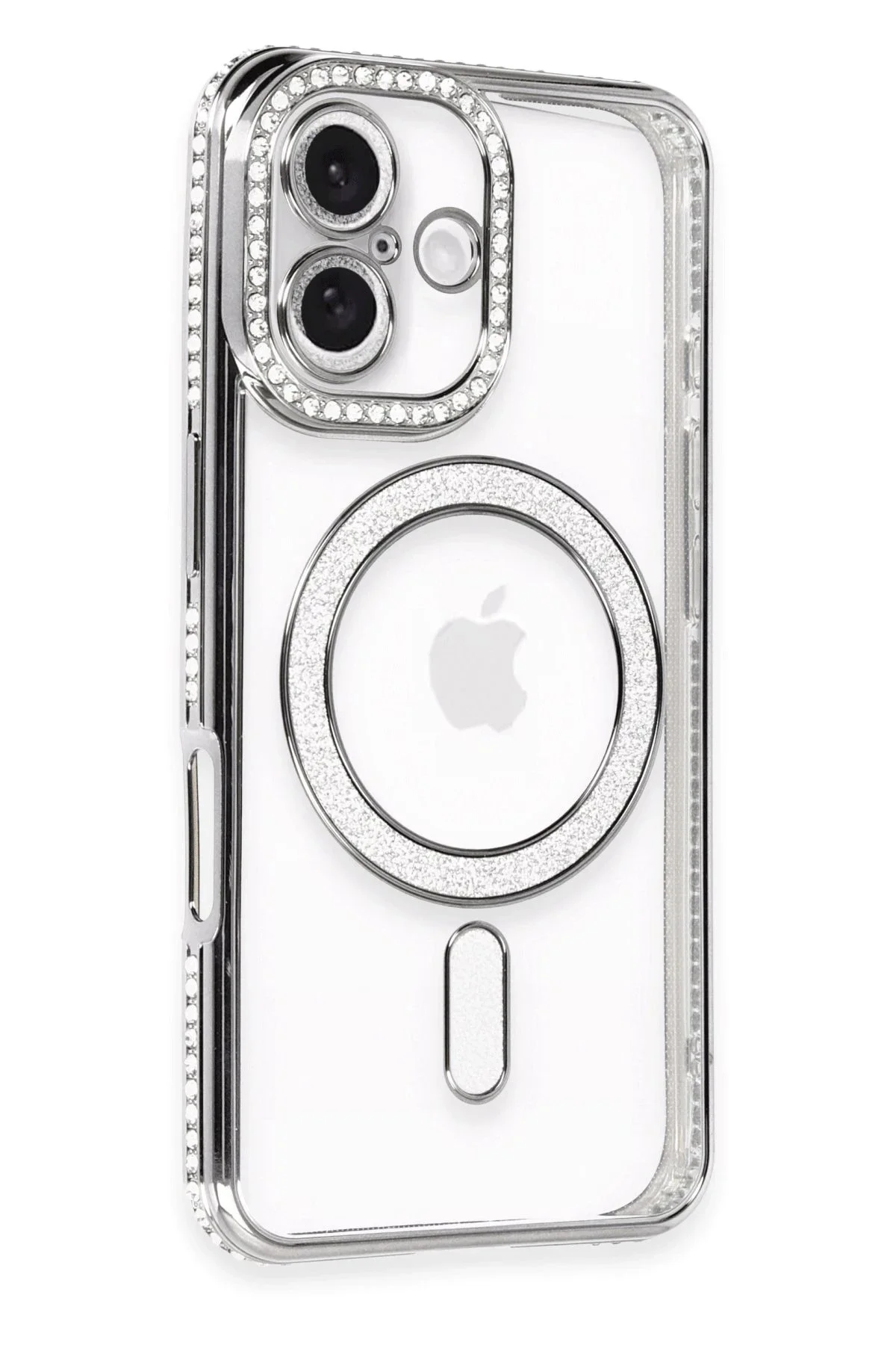 Newface İphone 16 Plus Kılıf Joke Simli Magneticsafe Kılıf - Gri