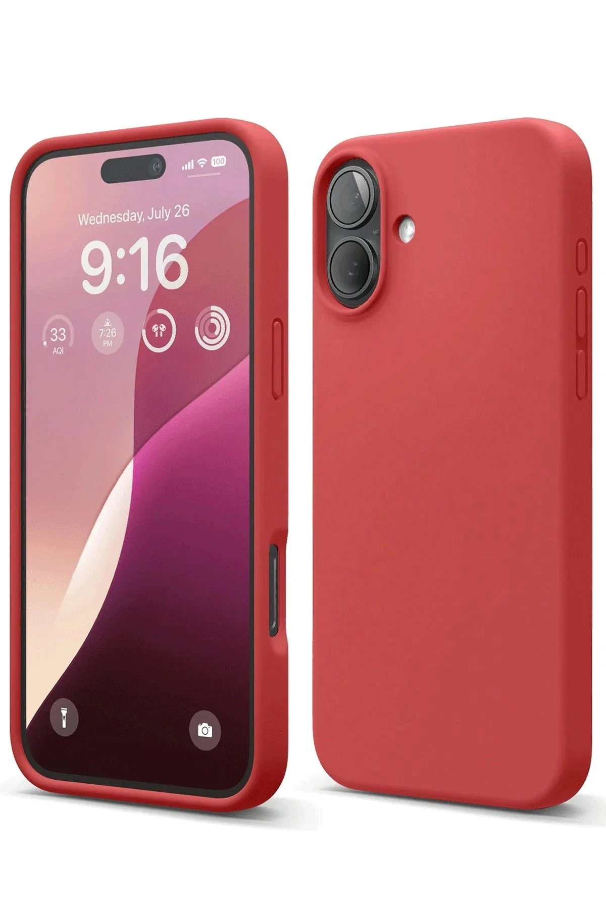 Newface İphone 16 Plus Kılıf Nano İçi Kadife Silikon - Kırmızı