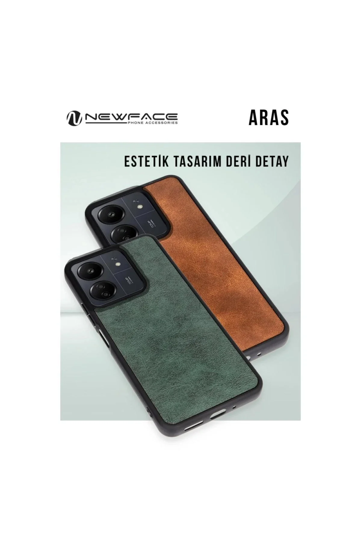 Newface İphone 16 Plus Kılıf Aras Deri Kapak - Taba
