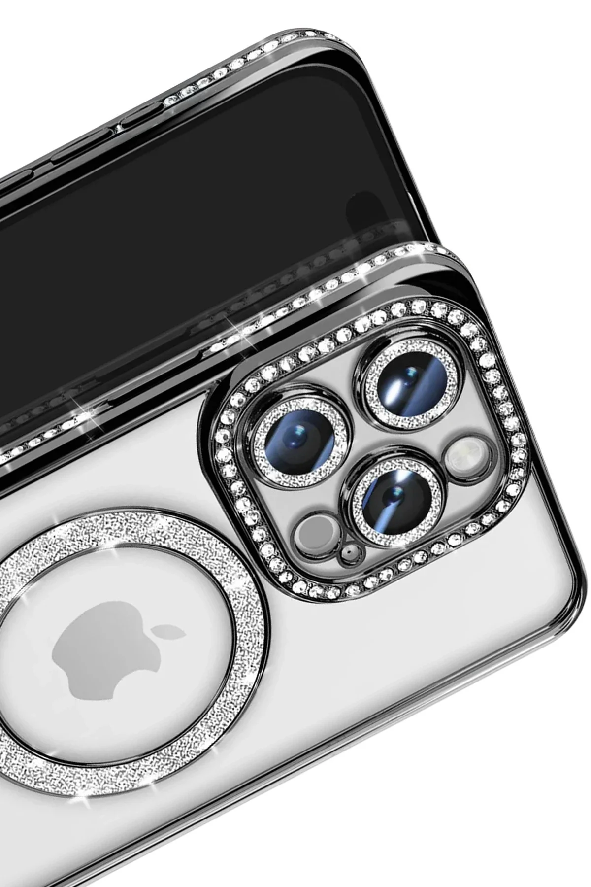 Newface İphone 16 Pro Max Kılıf Joke Simli Magneticsafe Kılıf - Siyah