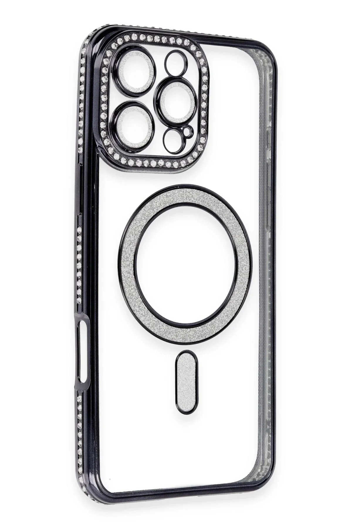 Newface İphone 16 Pro Kılıf Joke Simli Magneticsafe Kılıf - Siyah