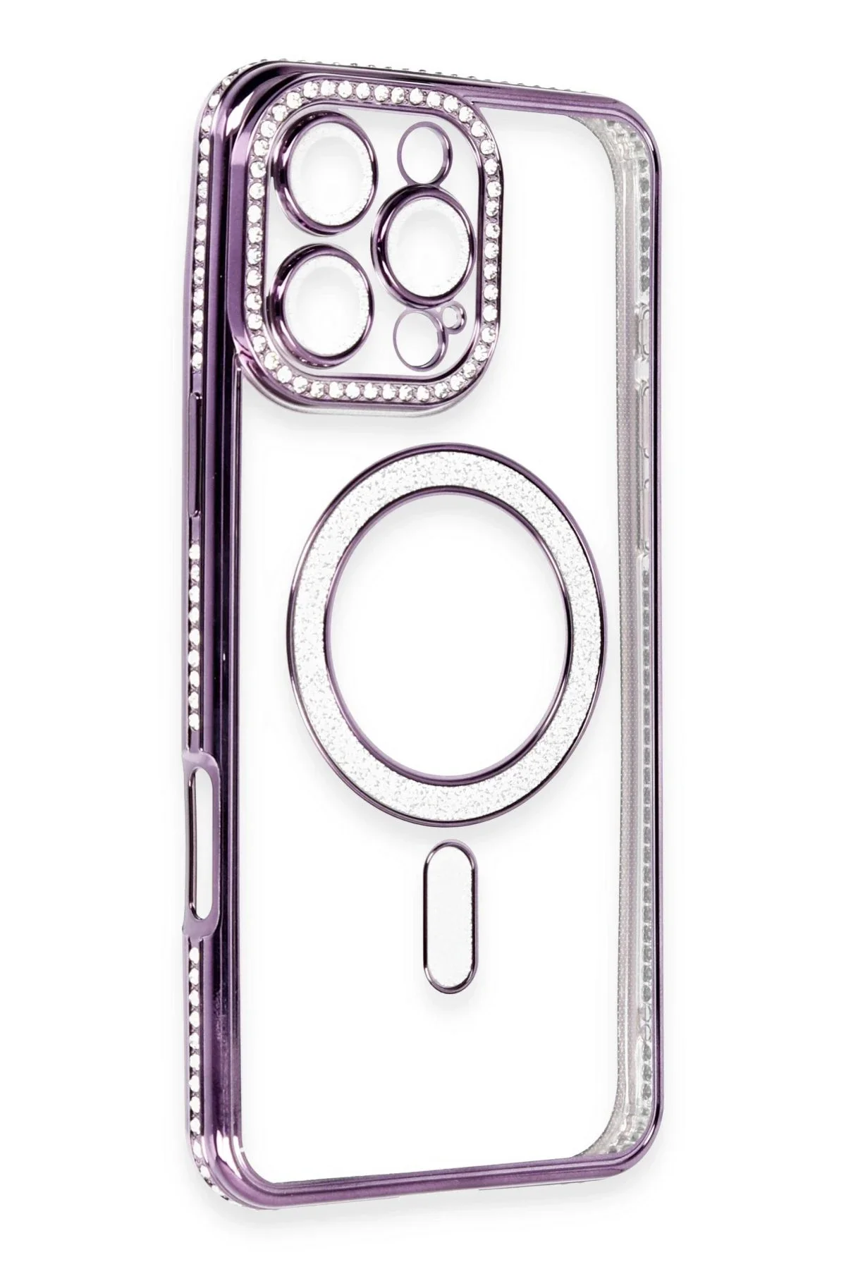 Newface İphone 16 Pro Kılıf Joke Simli Magneticsafe Kılıf - Derin Mor
