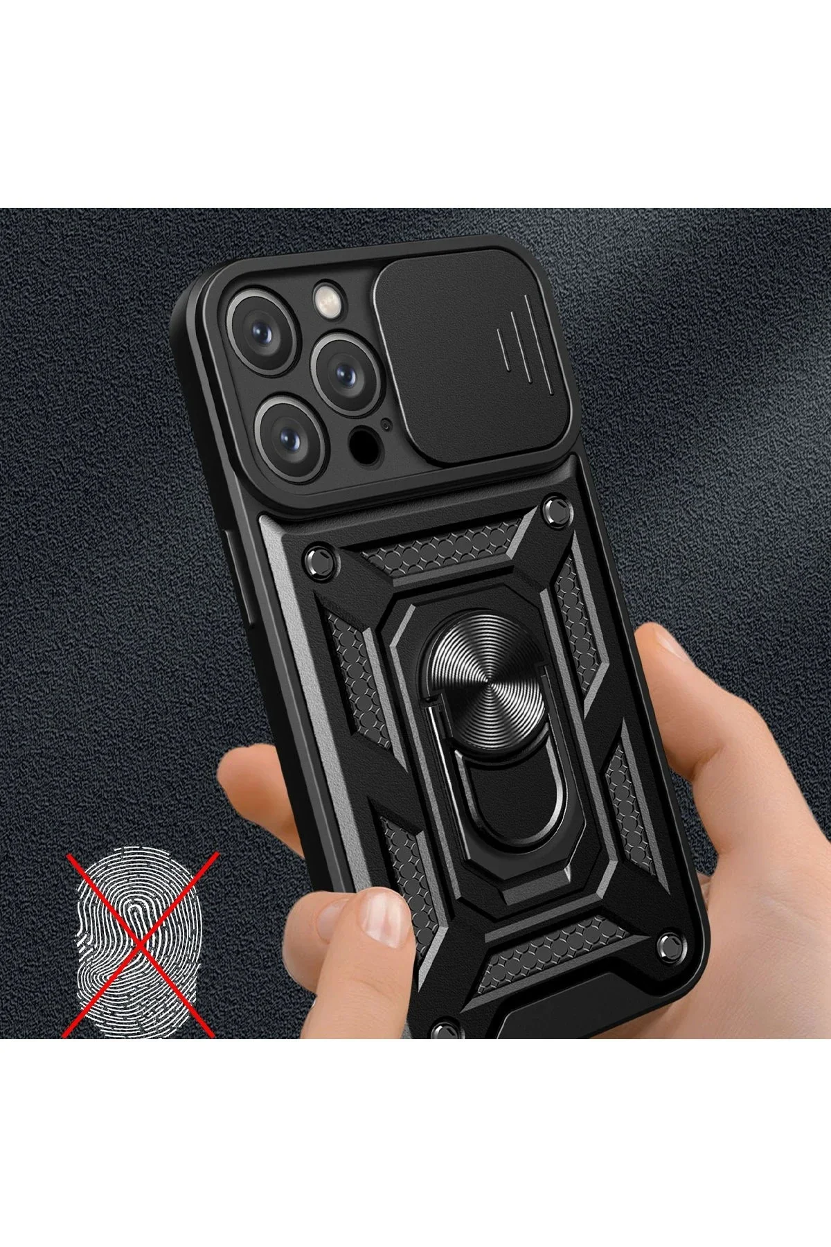 Newface İphone 16 Pro Kılıf Pars Lens Yüzüklü Silikon - Yeşil
