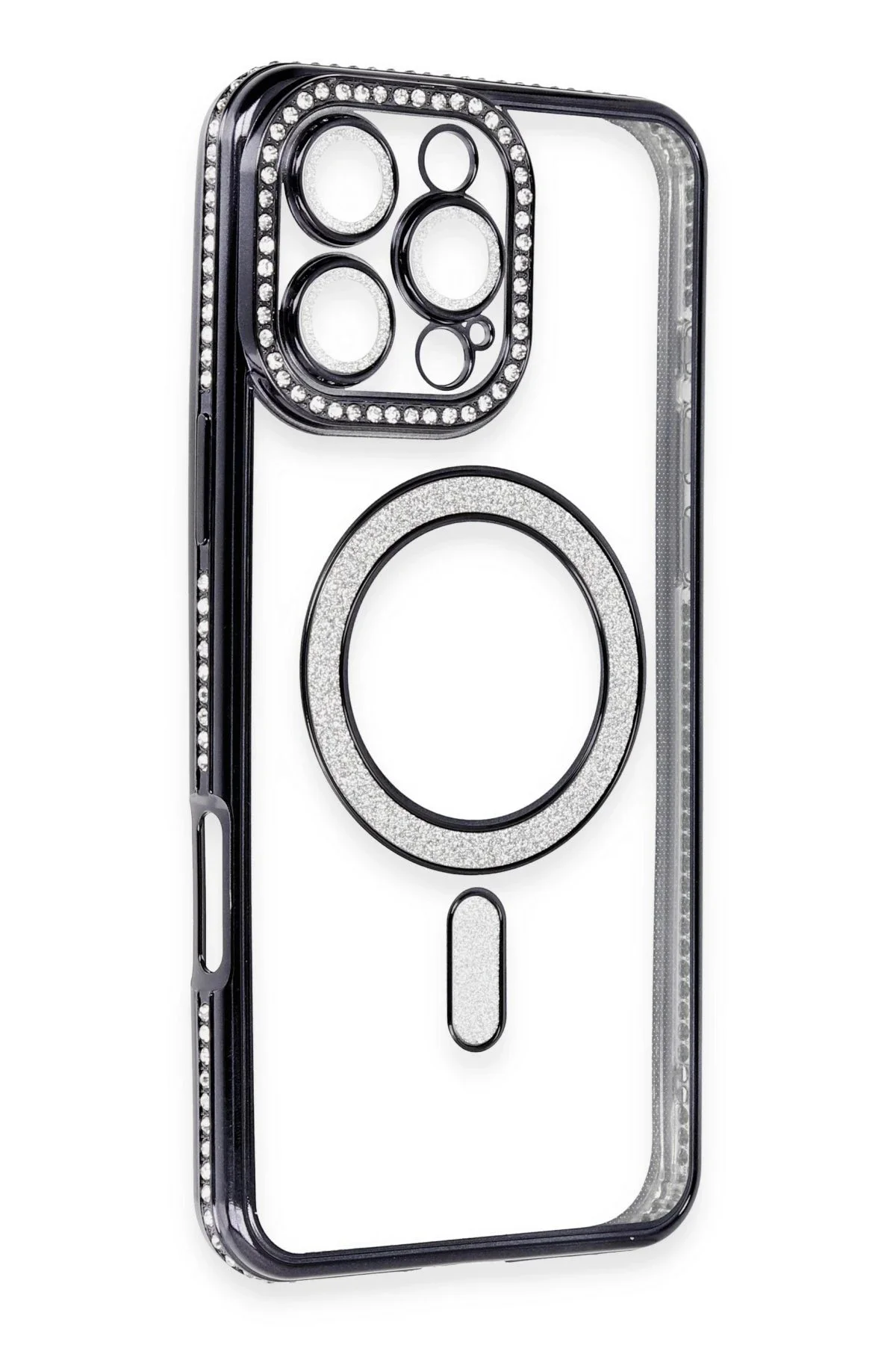 Newface İphone 16 Pro Max Kılıf Joke Simli Magneticsafe Kılıf - Gri