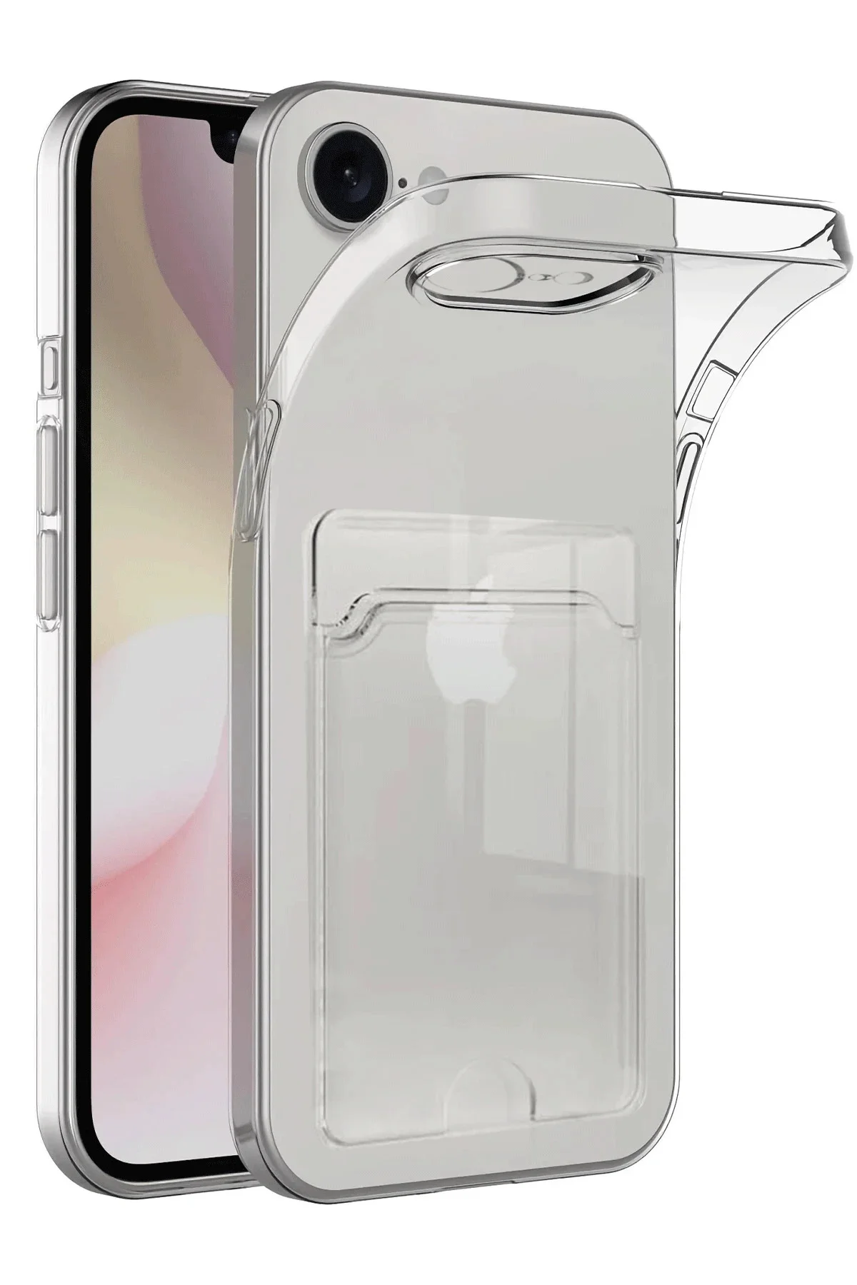 Newface İphone 16e Kılıf Kart Şeffaf Silikon - Şeffaf
