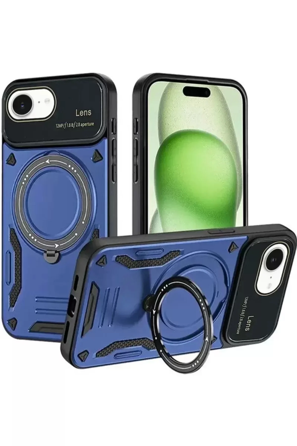Newface İphone 16e Kılıf Joy Lens Standlı Kapak - Lacivert