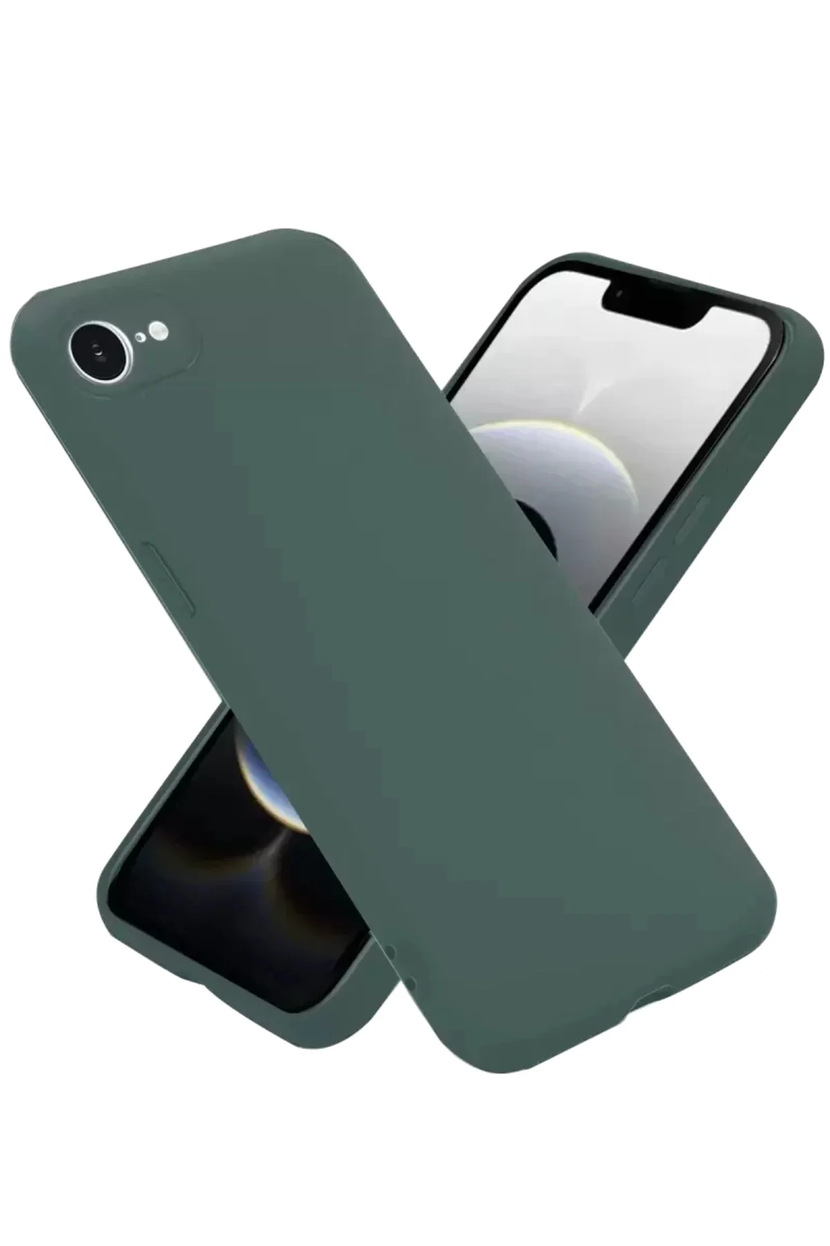 Newface İphone 16e Kılıf Nano İçi Kadife Silikon - Koyu Yeşil