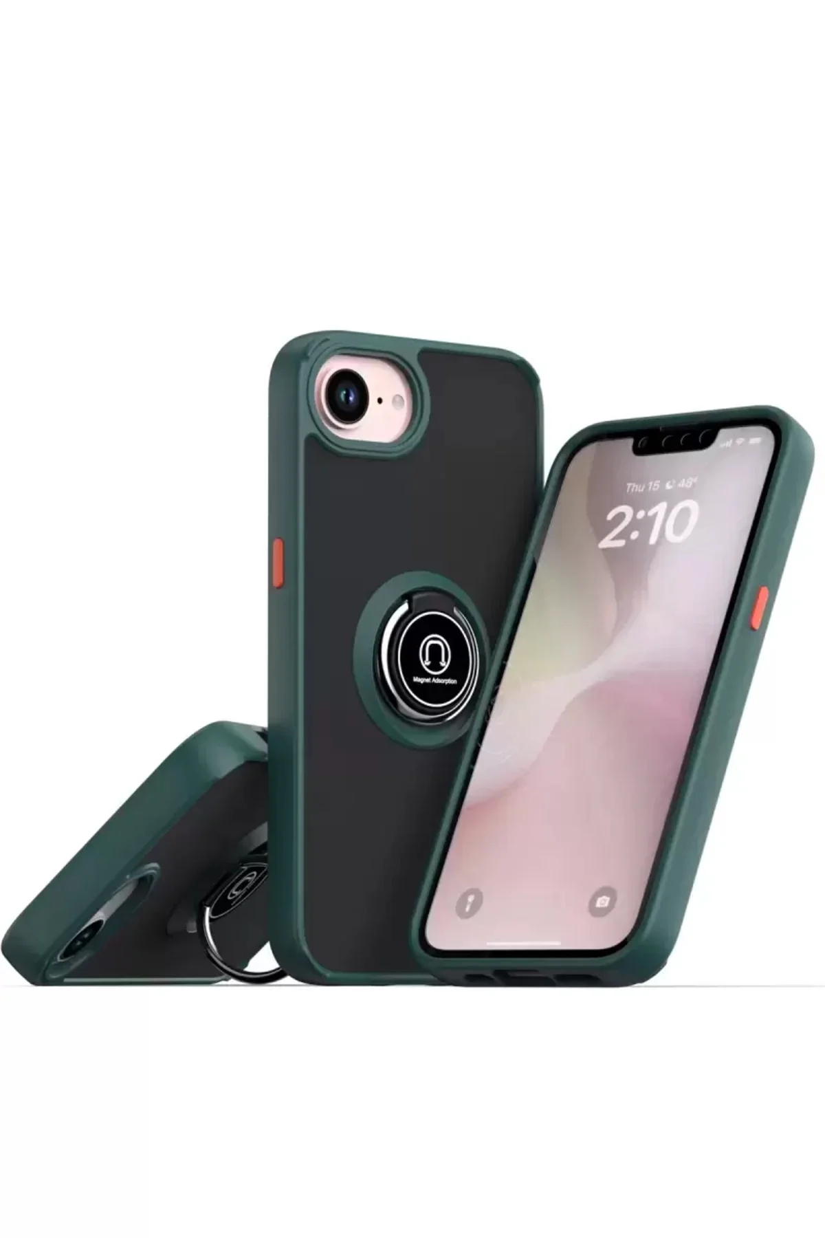 Newface İphone 16e Kılıf Montreal Yüzüklü Silikon Kapak - Yeşil