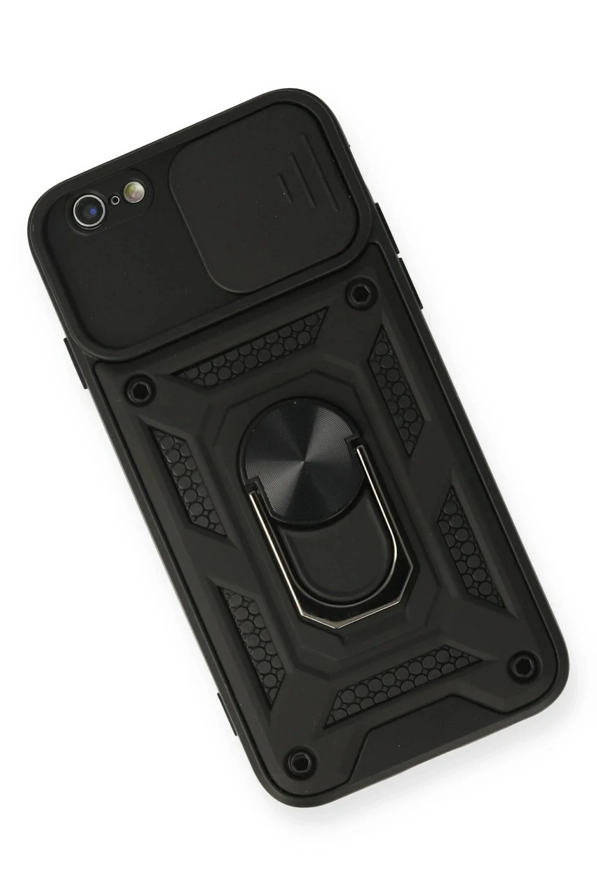 Newface İphone 6 Kılıf Pars Lens Yüzüklü Silikon - Siyah