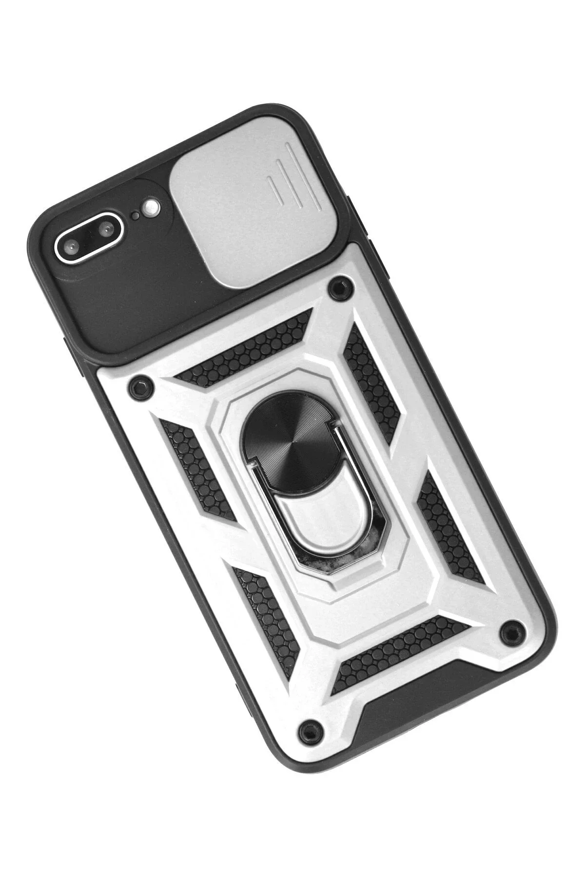 Newface İphone 7 Plus Kılıf Pars Lens Yüzüklü Silikon - Gümüş