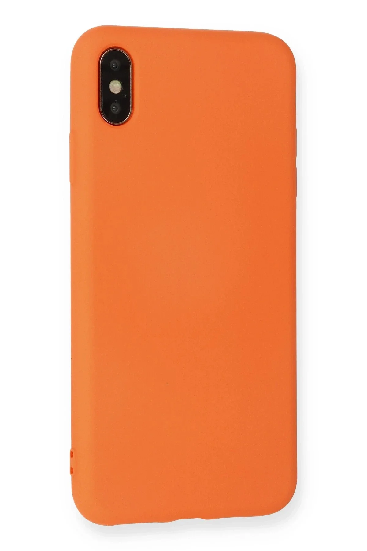 Newface İphone X Kılıf Nano İçi Kadife Silikon - Turuncu