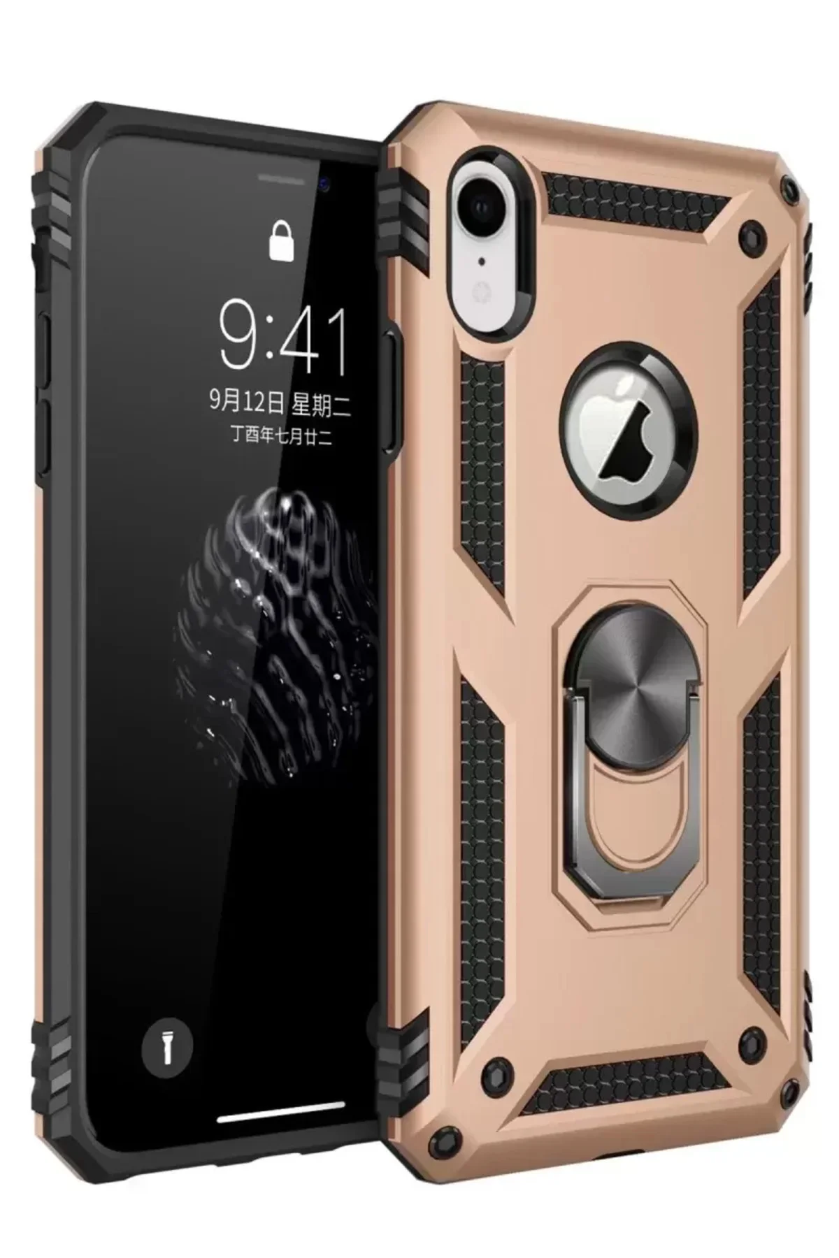Newface İphone Xr Kılıf Sofya Yüzüklü Silikon Kapak - Gold