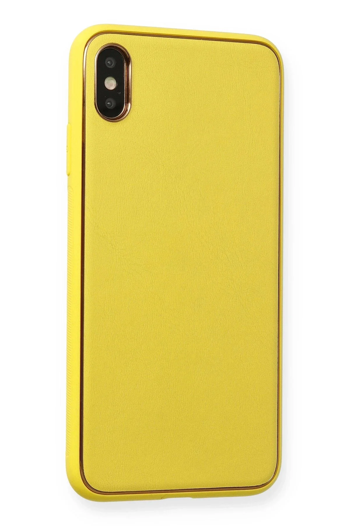 Newface İphone Xs Max Kılıf Coco Deri Silikon Kapak - Sarı