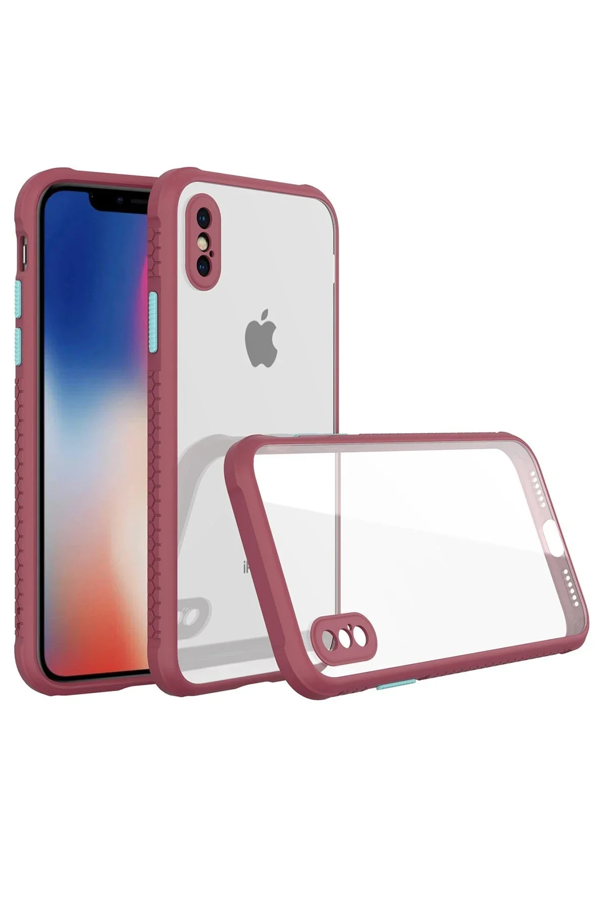 Newface İphone Xs Max Kılıf Miami Şeffaf Silikon - Fuşya
