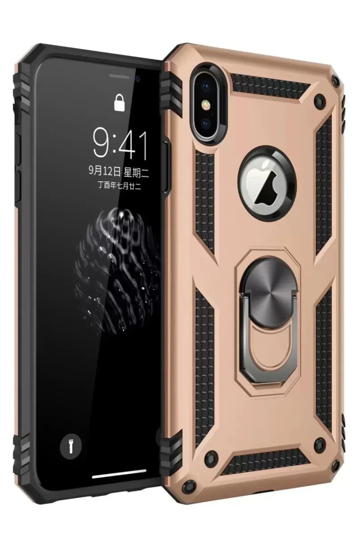 Newface İphone Xs Max Kılıf Sofya Yüzüklü Silikon Kapak - Gold