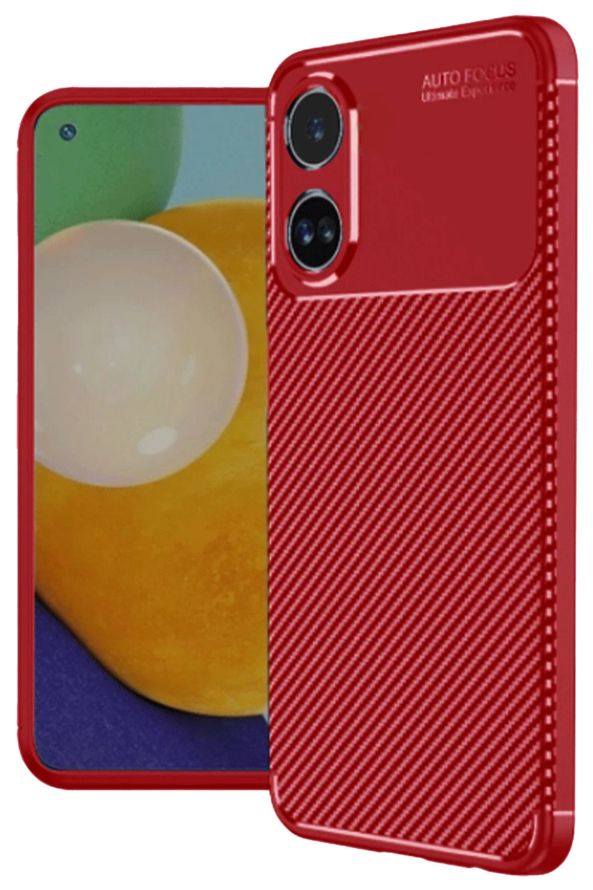 Newface Oppo A38 Kılıf Auto Focus Karbon Kapak - Kırmızı