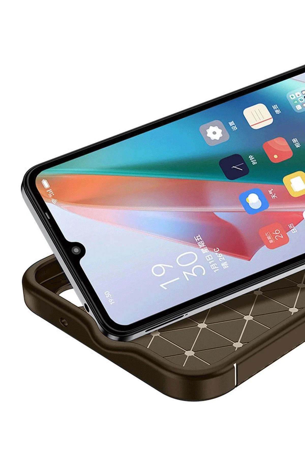 Newface Oppo A38 Kılıf Auto Focus Karbon Kapak - Kahverengi