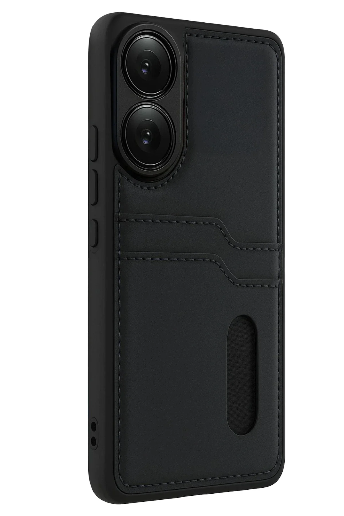 Newface Oppo A38 Sara Kartvizitli Deri Kılıf - Siyah