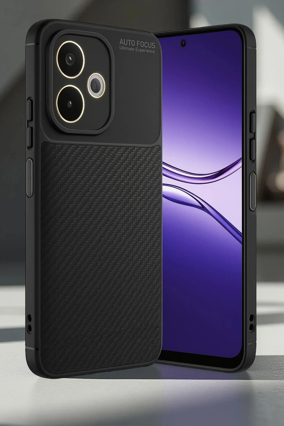 Newface Oppo A5 Pro 4g Kılıf Auto Focus Karbon Kapak - Siyah