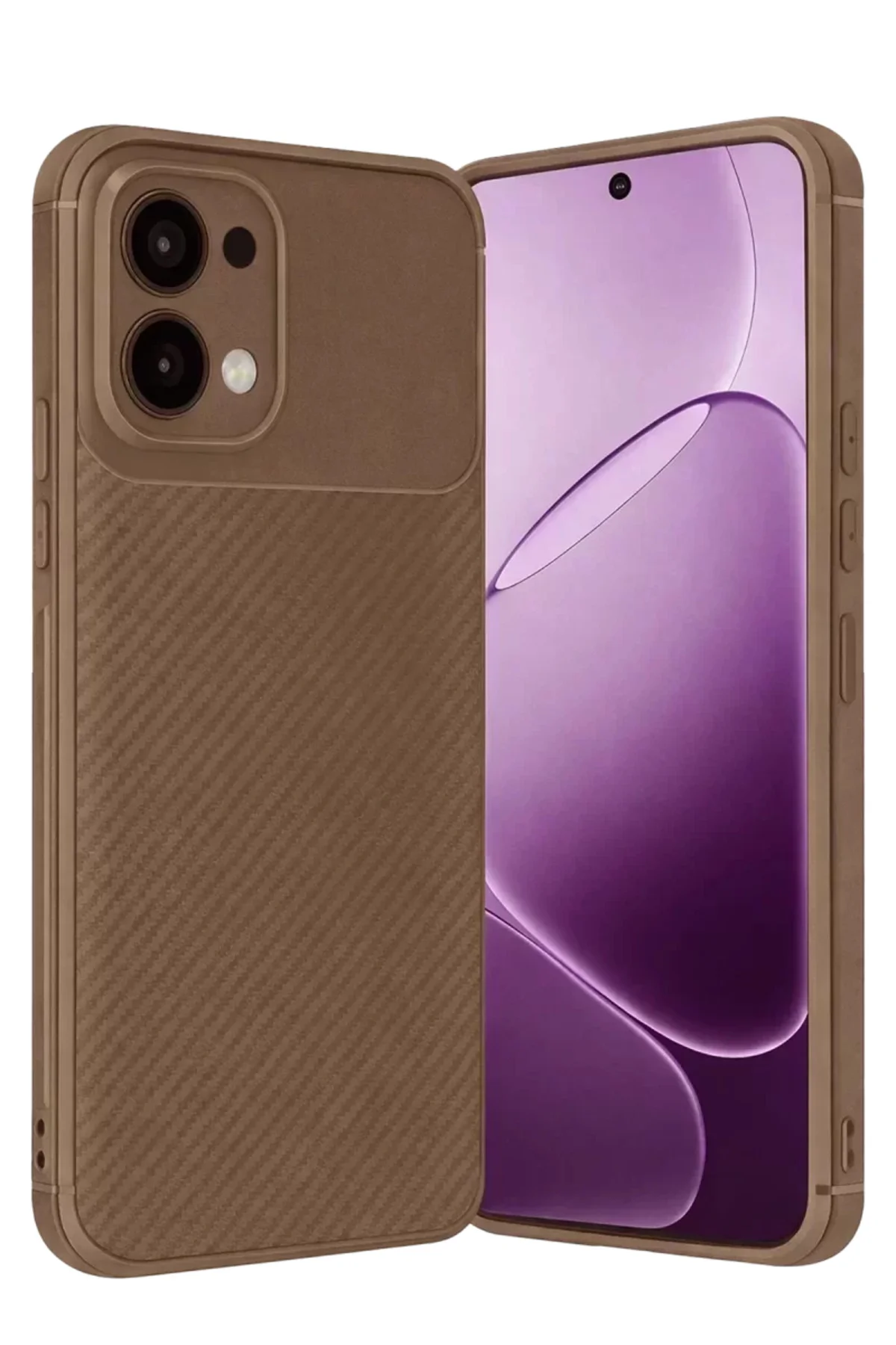 Newface Oppo A6 Pro 4g Auto Focus Karbon Kapak - Kahverengi