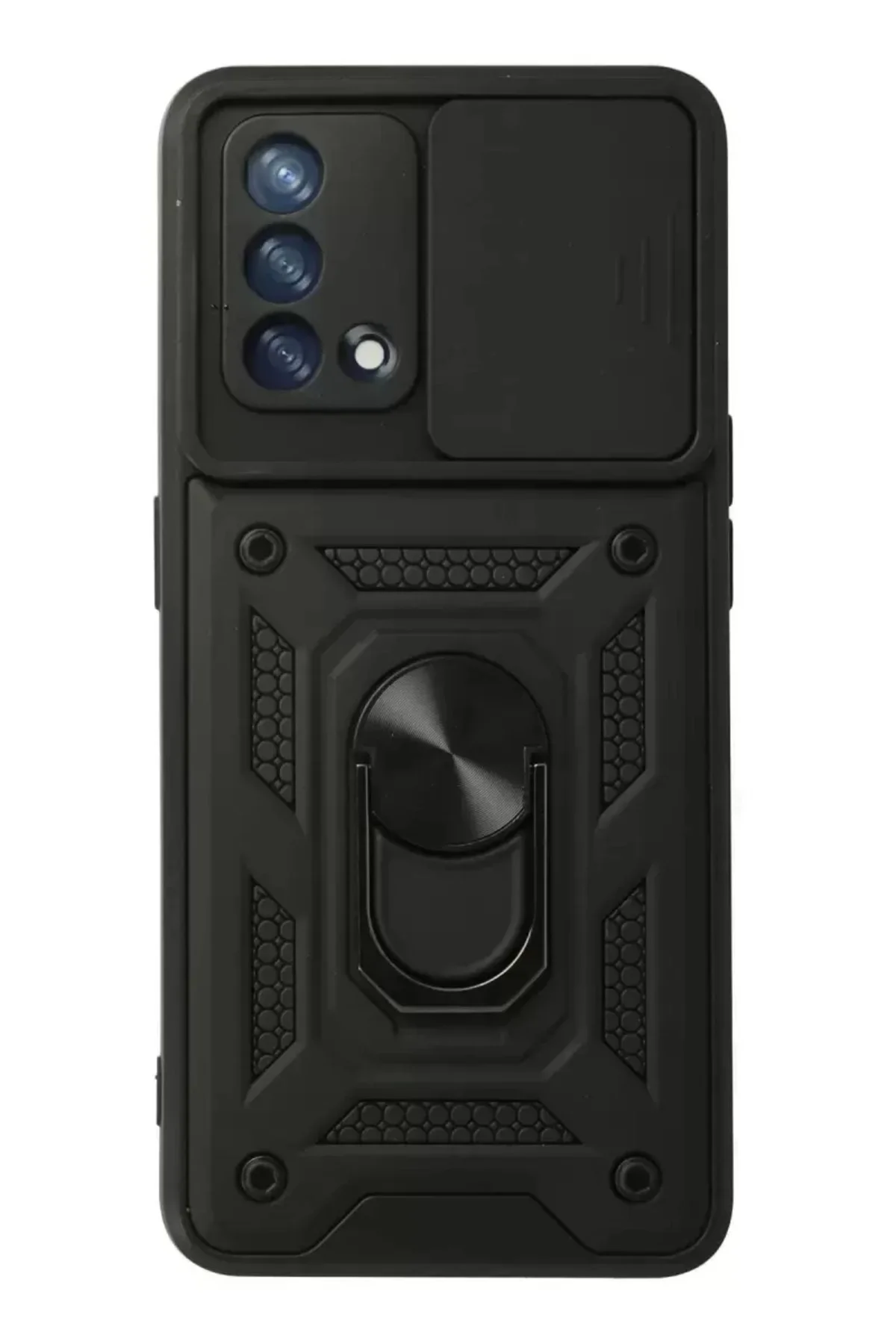 Newface Oppo A74 4g Kılıf Pars Lens Yüzüklü Silikon - Siyah