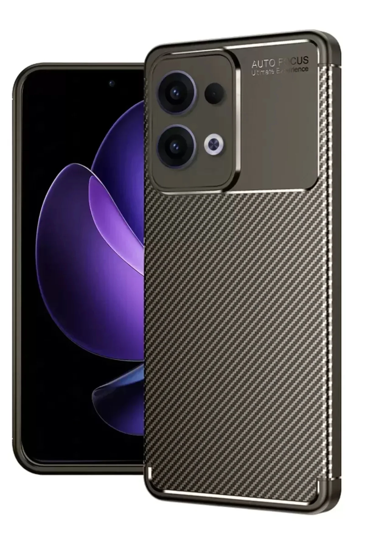 Newface Oppo Reno 13 Pro Kılıf Auto Focus Karbon Kapak - Kahveren