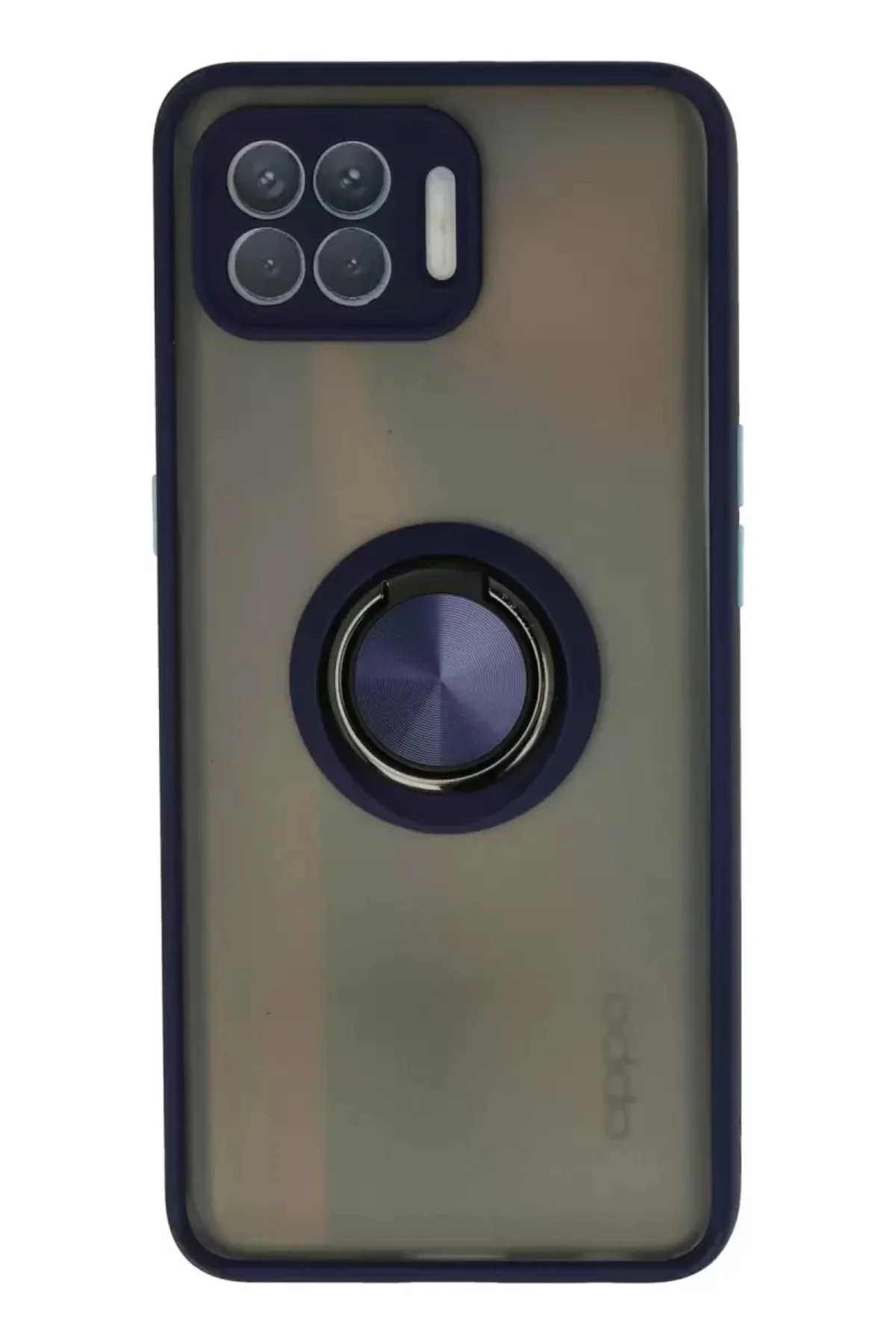 Newface Oppo Reno 4 Lite Kılıf Montreal Yüzüklü Silikon Kapak - Lacivert