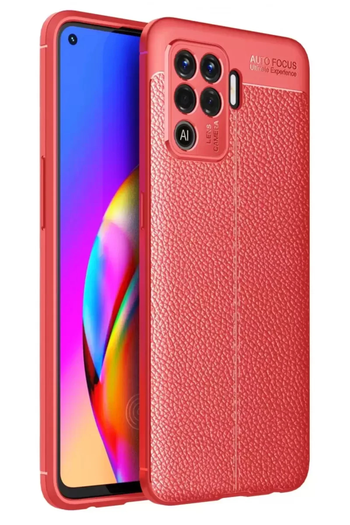 Newface Oppo Reno 5 Lite Kılıf Auto Focus Kapak - Kırmızı