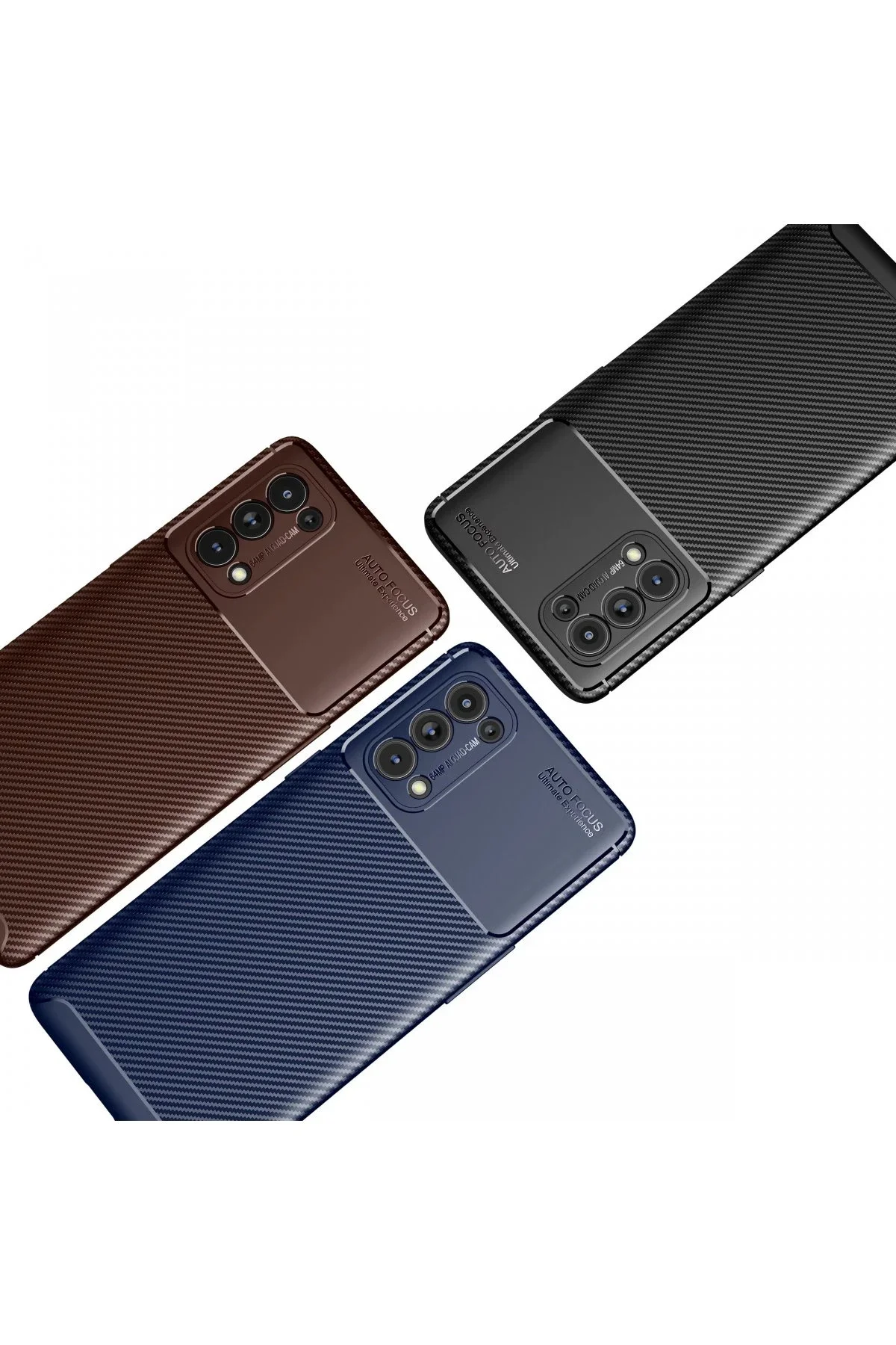 Newface Oppo Reno 5 Pro Kılıf Auto Focus Karbon Kapak - Kahvereng