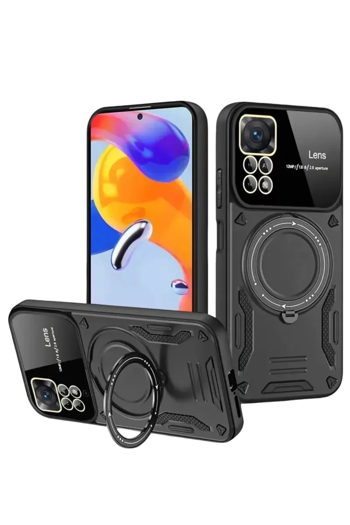 Newface Realme 11 Pro Plus Joy Lens Standlı Kapak - Siyah