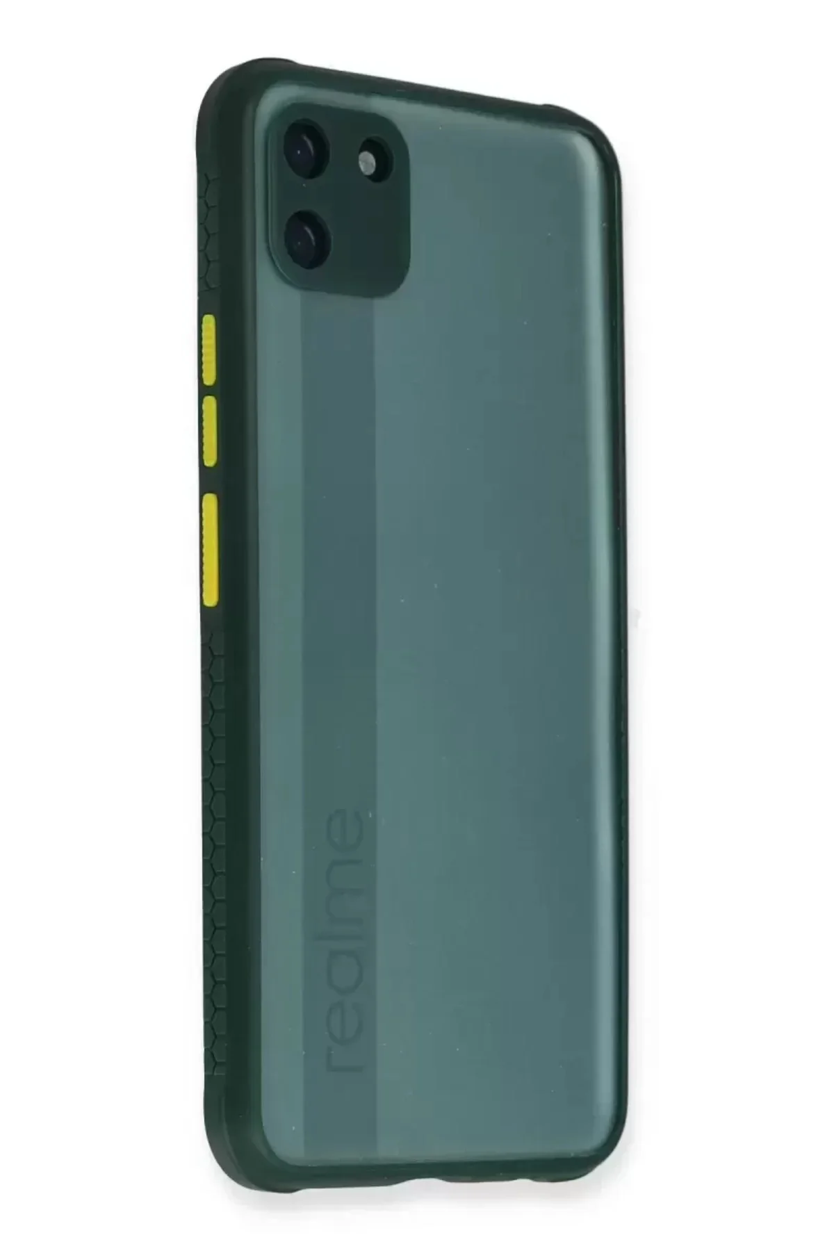 Newface Realme C11 Kılıf Miami Şeffaf Silikon - Koyu Yeşil