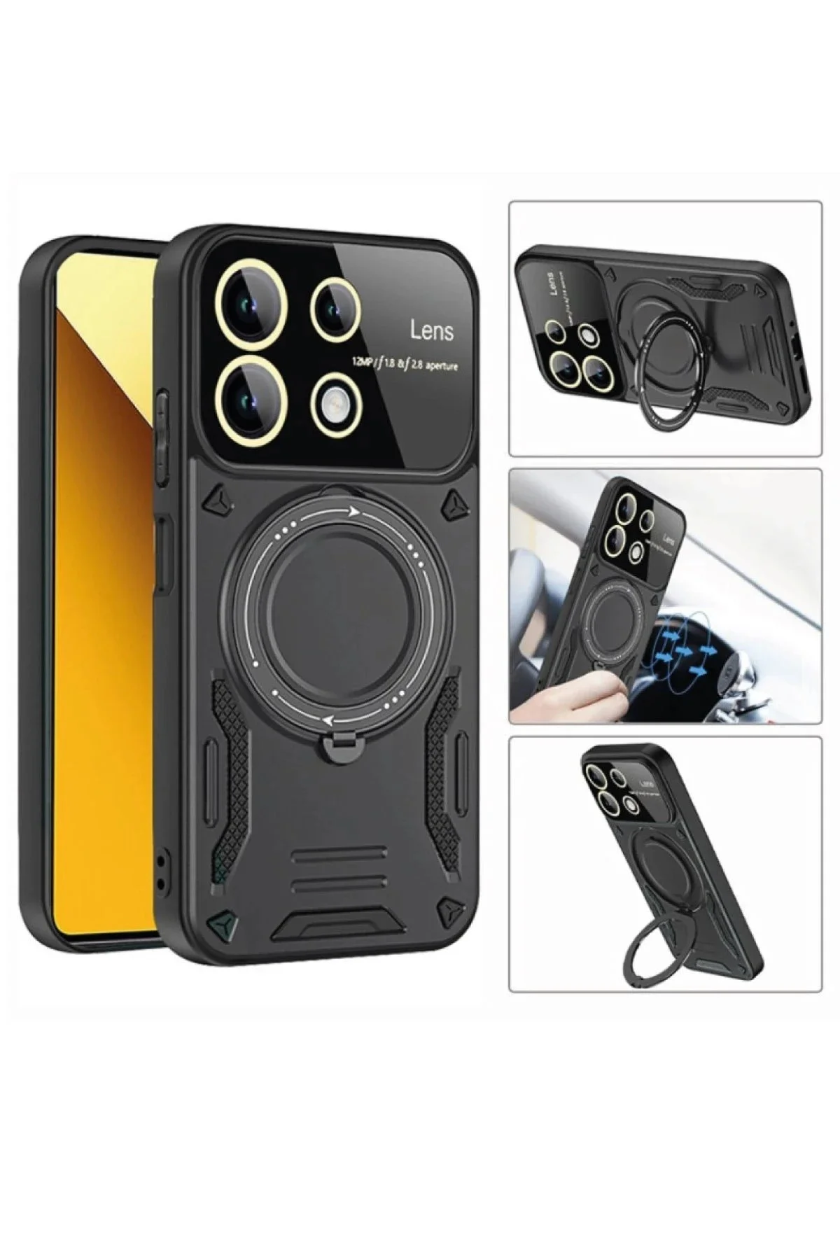 Newface Realme C55 Kılıf Joy Lens Standlı Kapak - Kırmızı