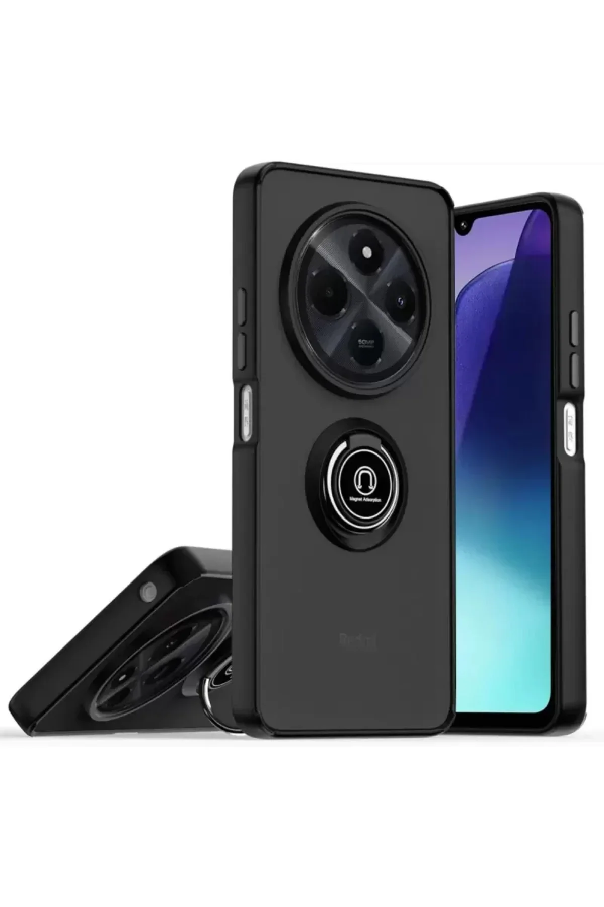 Newface Realme C75 4g Kılıf Montreal Yüzüklü Silikon Kapak - Siya