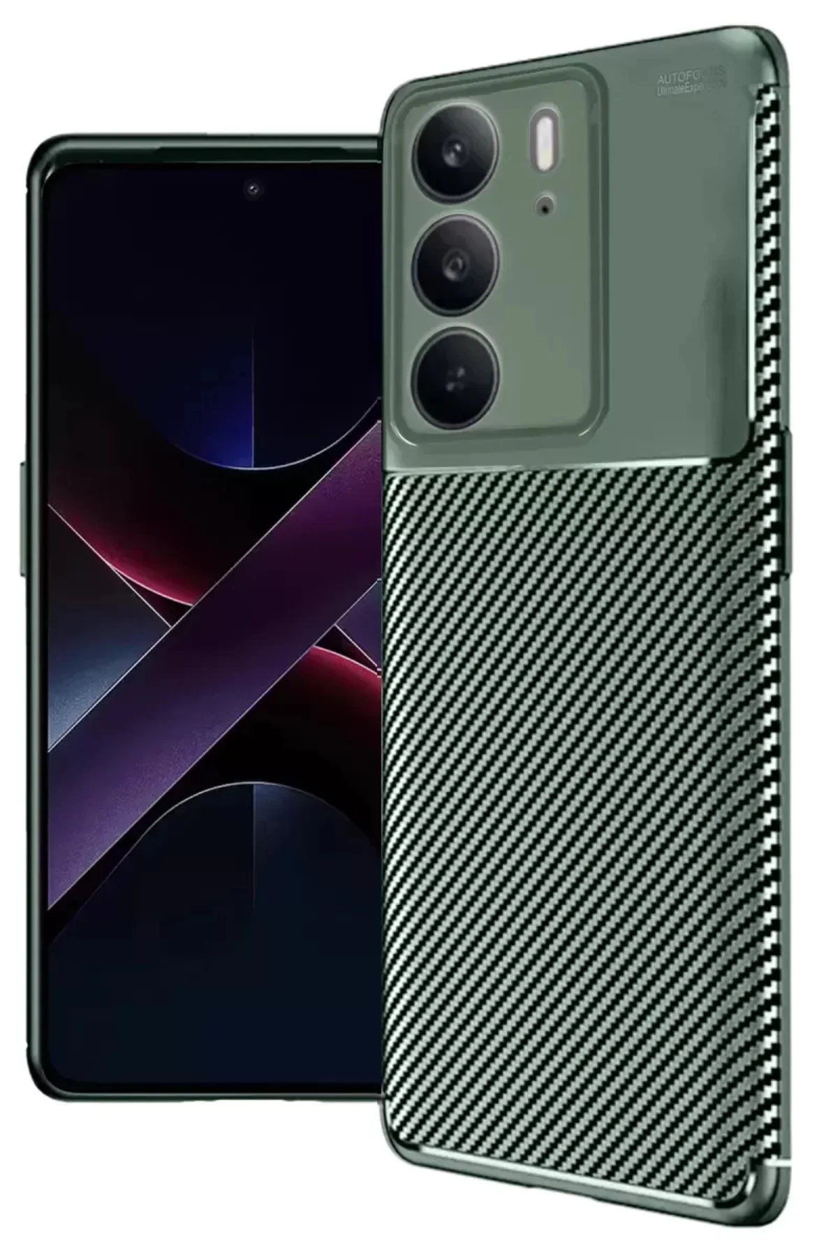 Newface Realme C75 4g Auto Focus Karbon Kapak - Koyu Yeşil