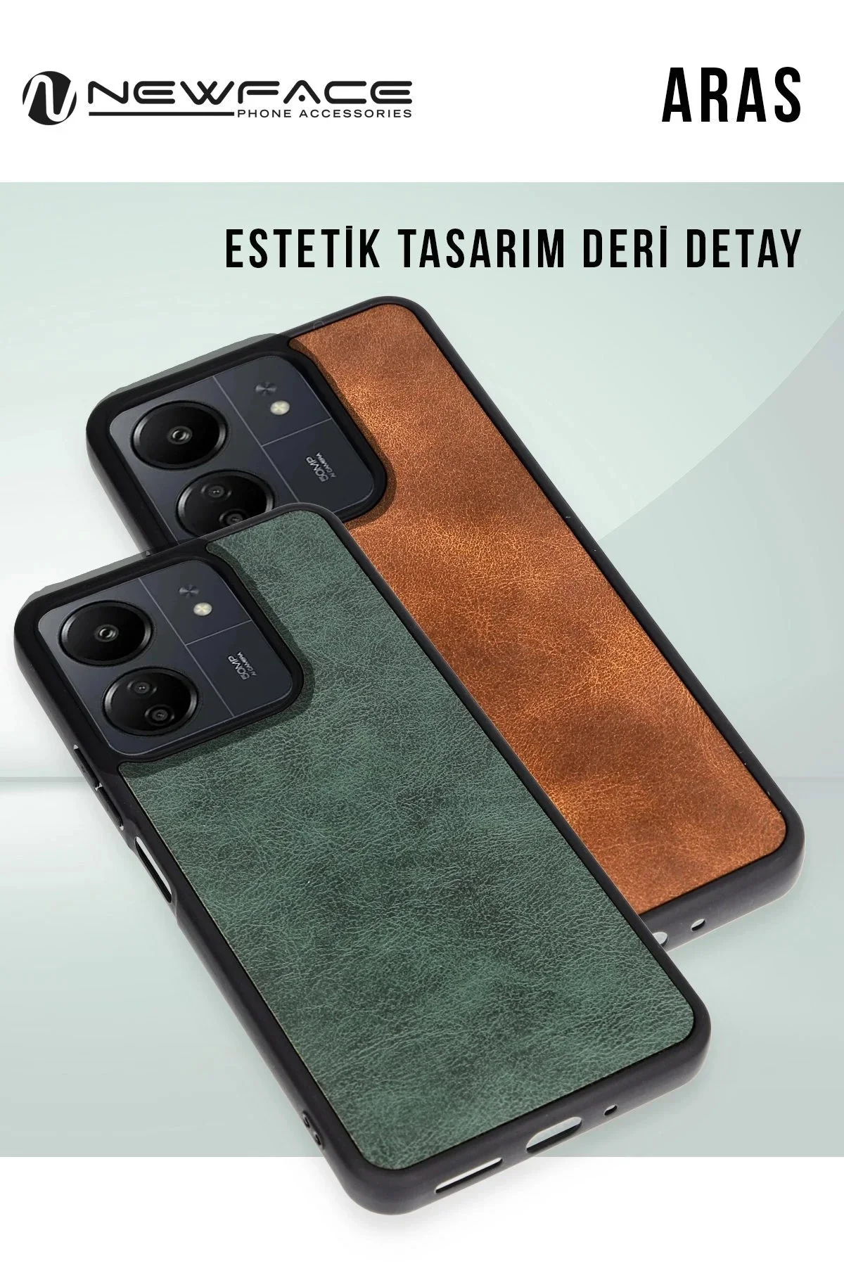 Newface Realme Note 50 4g Kılıf Aras Deri Kapak - Siyah