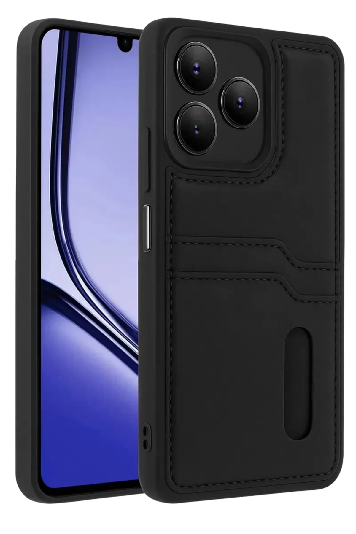 Newface Realme Note 50 4g Kılıf Sara Kartvizitli Deri Kılıf - Siy