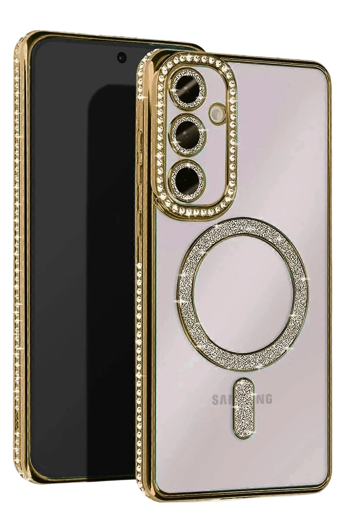 Newface Samsung Galaxy A35 5g Joke Simli Magneticsafe Kılıf - Gold