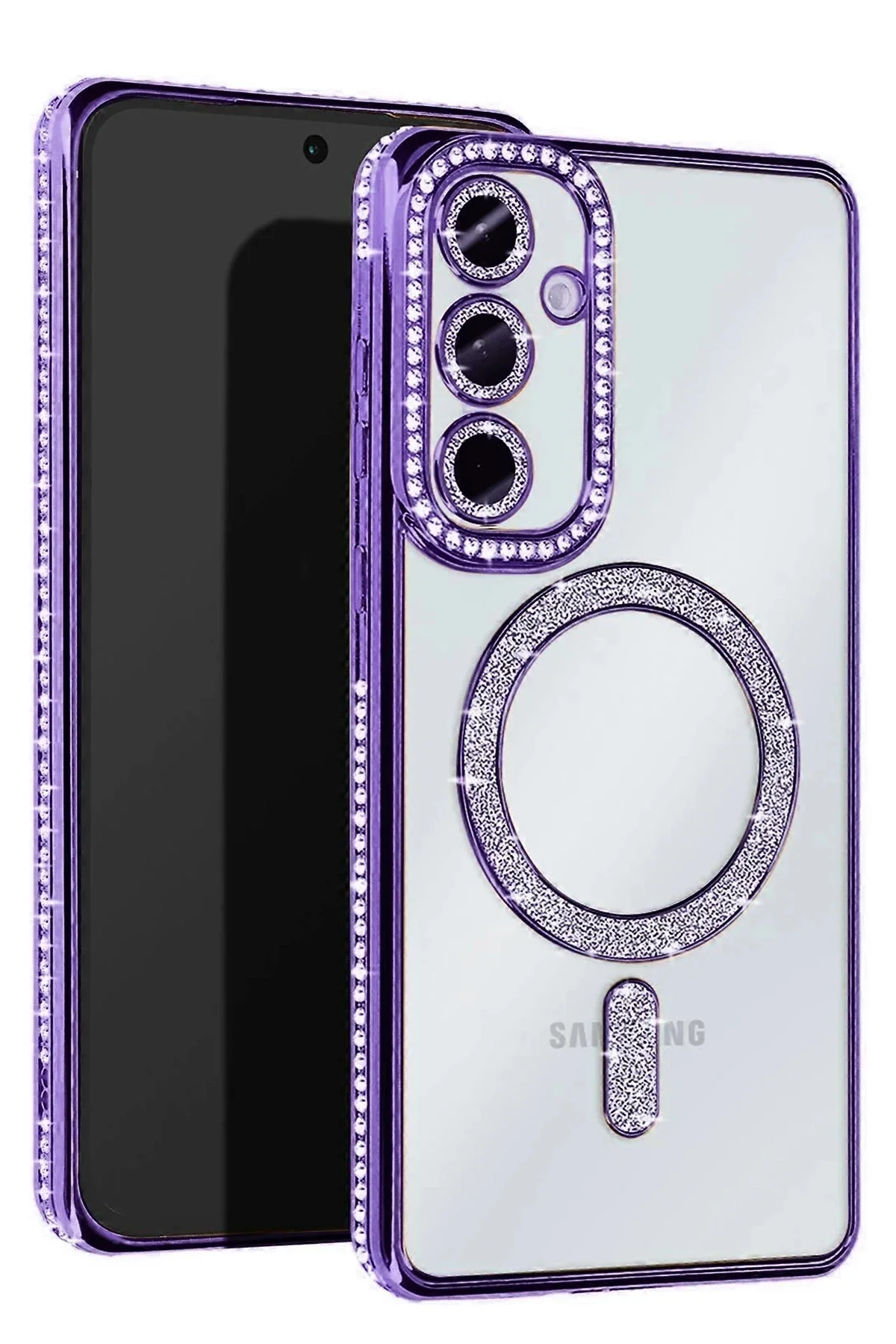 Newface Samsung Galaxy A55 5g Joke Simli Magneticsafe Kılıf - Derin Mor